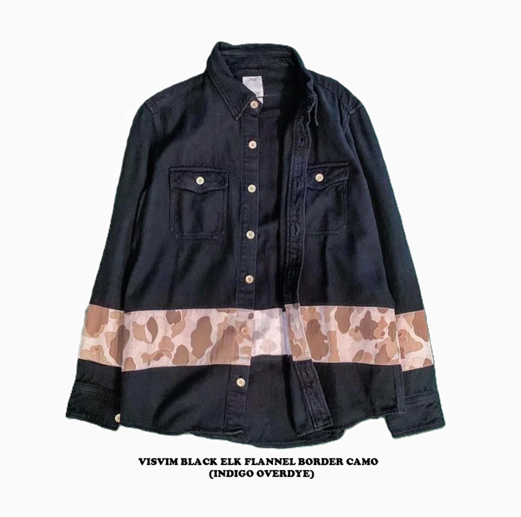 LAST SALE: VISVIM BLACK ELK FLANNEL BORDER CAMO (INDIGO OVERDYE) - INDIGO SIZE 1 IN STOCK NOW (現貨發售中)