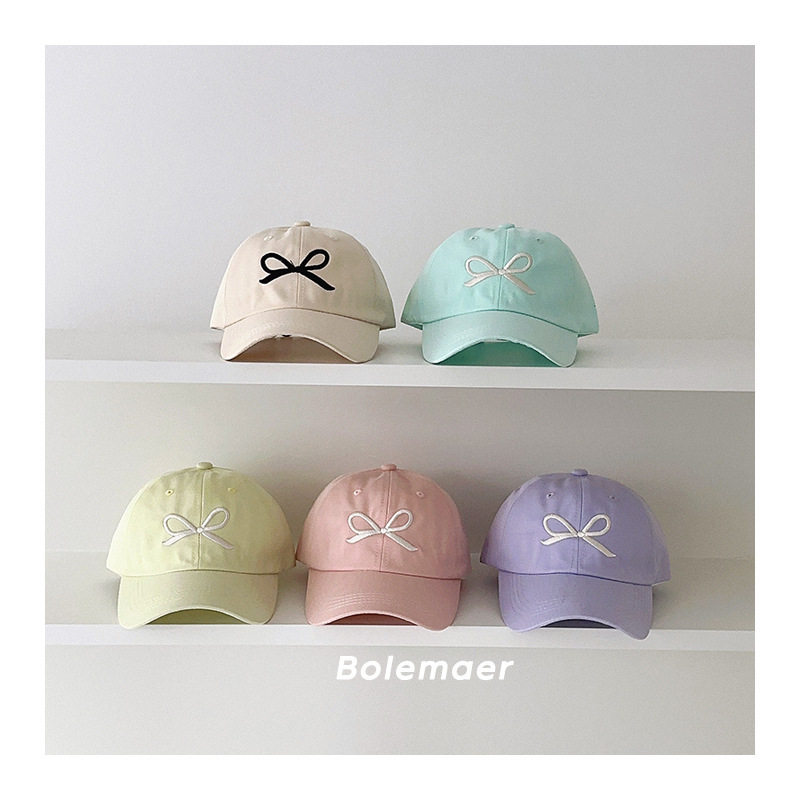 任選兩件$300【H0761】韓系ins風糖果色蝴蝶結鴨舌帽(3-10歲)