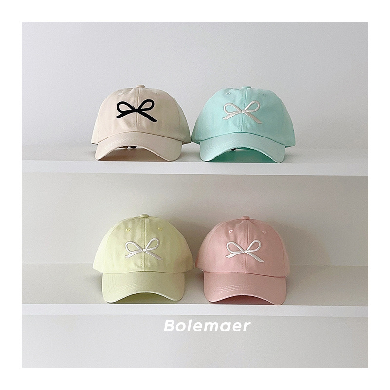 任選兩件$300【H0761】韓系ins風糖果色蝴蝶結鴨舌帽(3-10歲)