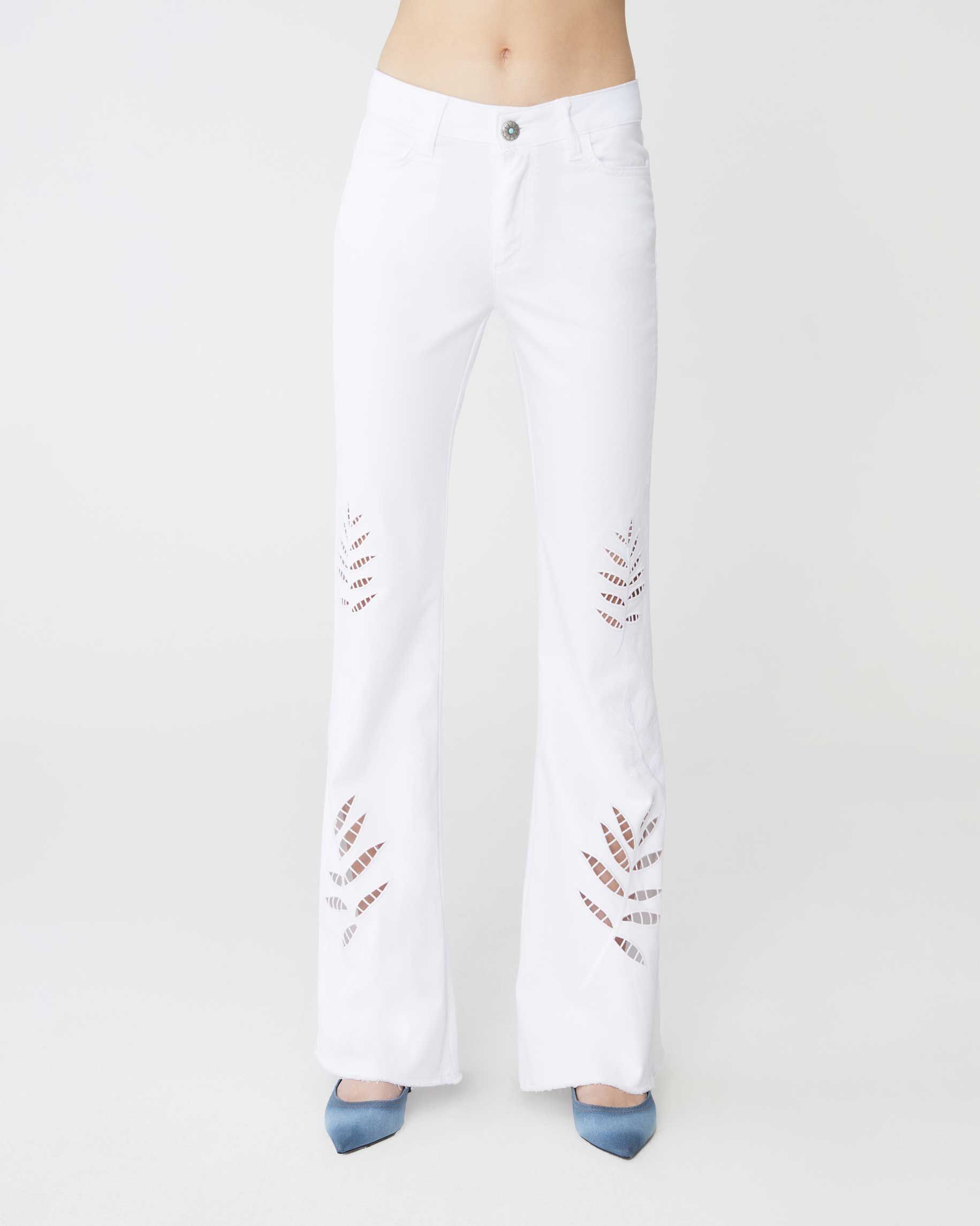 1SJ0503-071 [SHAFT JEANS] Lola Summer Emb Palm Bianco #CP1D2YT3100 (EU)