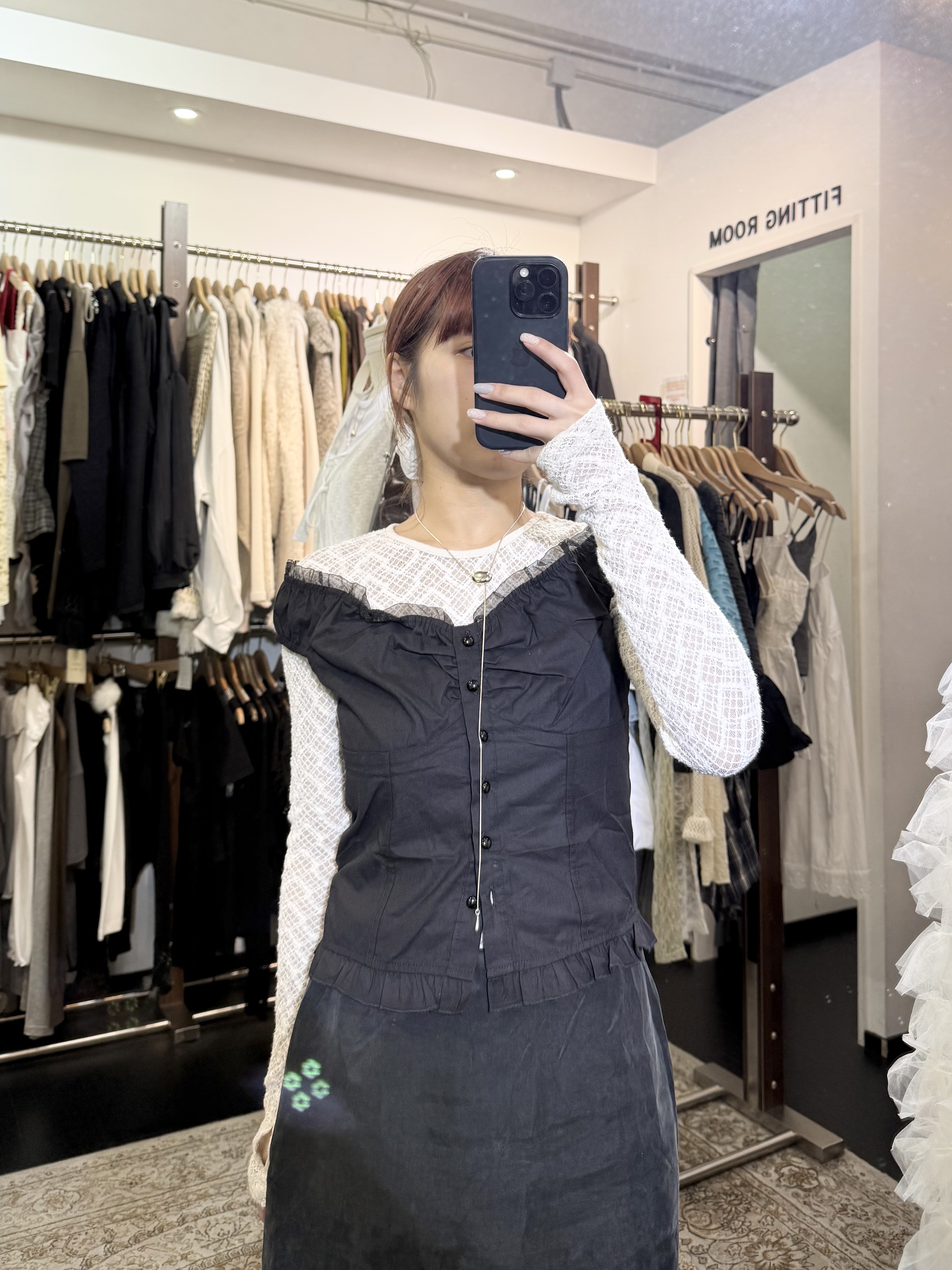 拼紗紗邊平口TOP