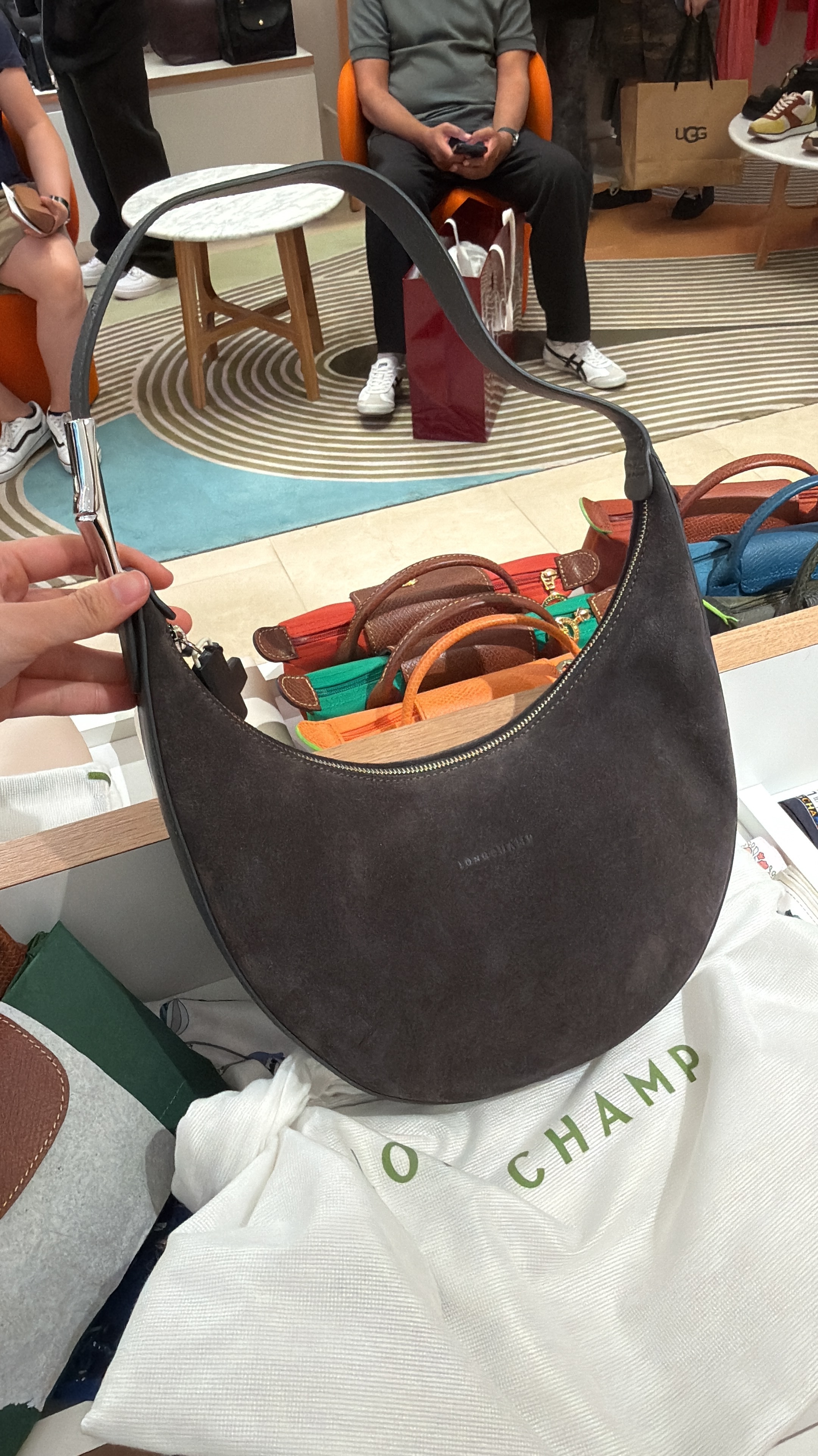 Longchamp Le Foulonne hobo suede grey