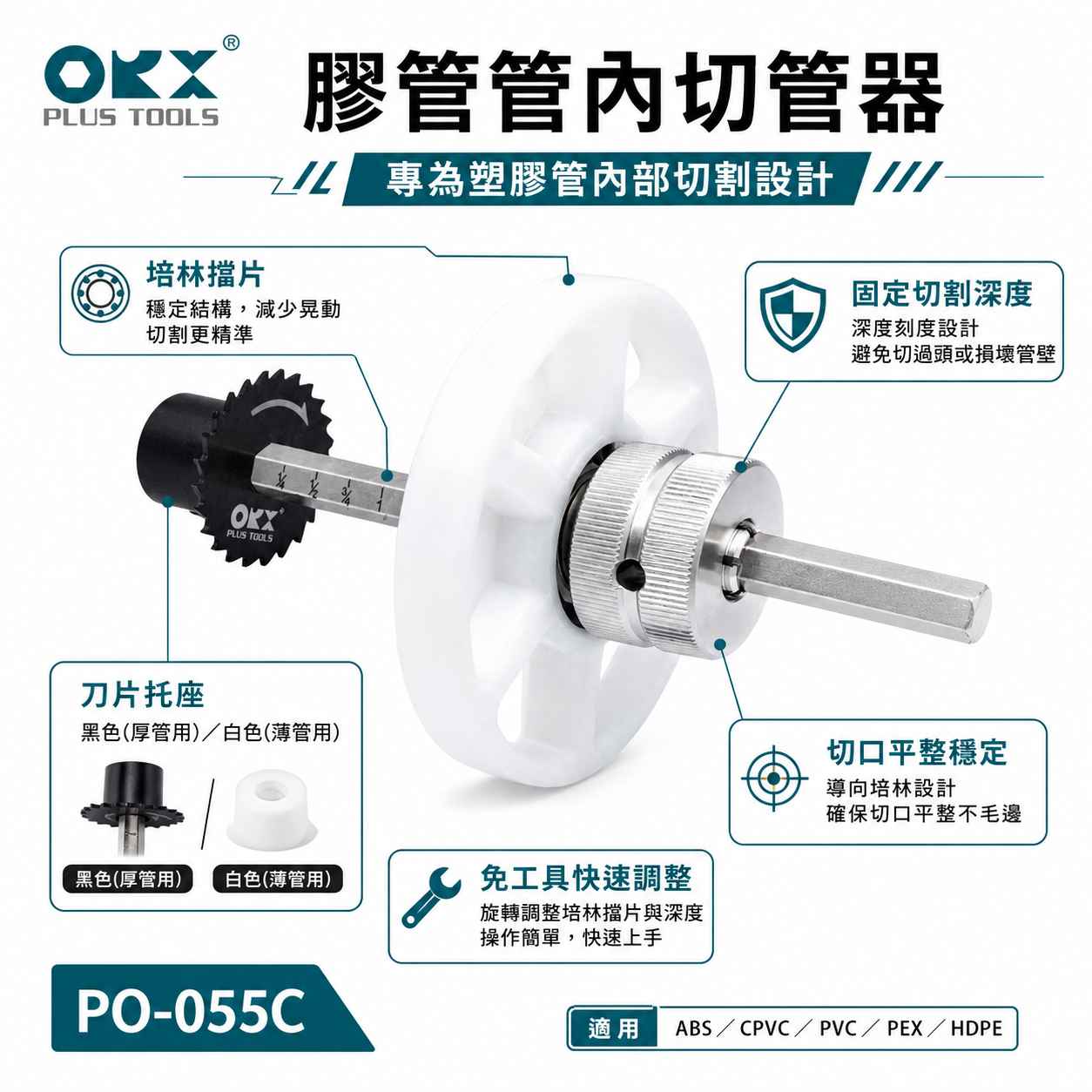ORX 台灣製｜膠管管內切管器 裁管器 電鑽用切管刀 水管鋸裁管鋸 PVC鋸圓鋸小蜜蜂塑膠管鋸｜PO-055C