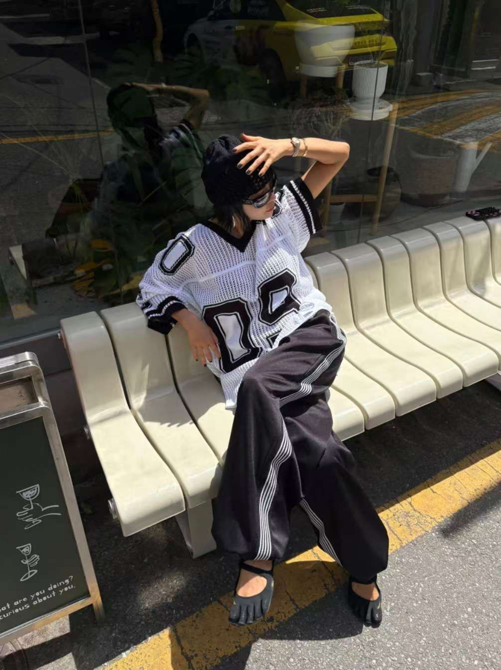 V領數字針織短袖Tee COVILL-251T