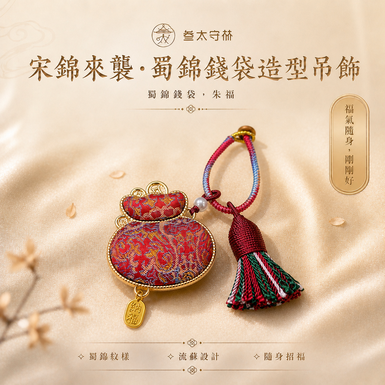 蜀錦錢袋造型吊飾