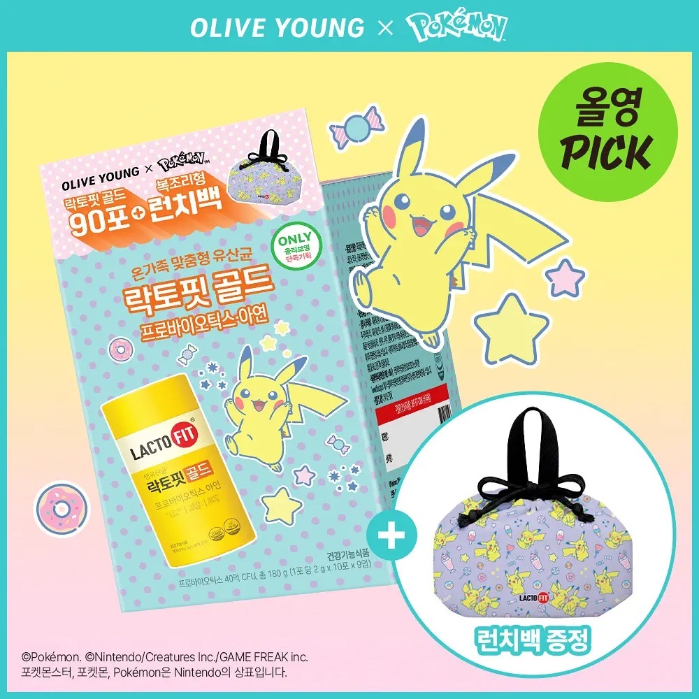 《Olive young連線》LACTO-FIT x pokemon Gold Double Set 90 Sticks (90-day supply)