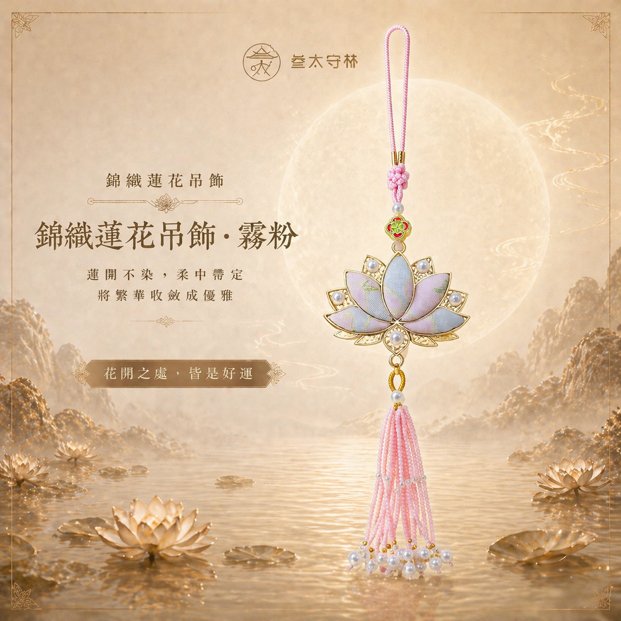 蜀錦蓮花吊飾