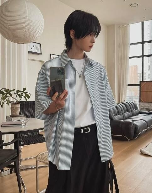 直紋短袖恤衫 D.B.Y.M-089S