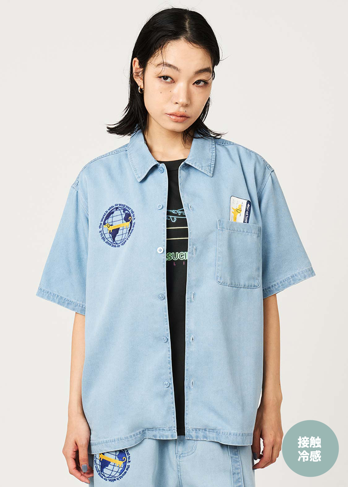 日本預訂 graniph GH Nagasugiru Inu Wanderer Pass | Cool Touch Denim Shirt