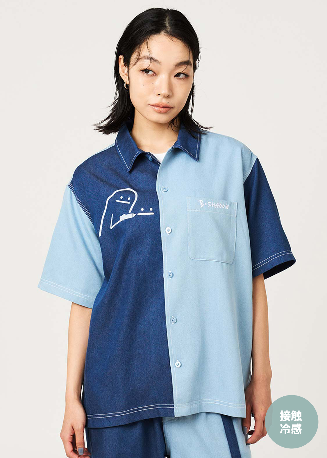 日本預訂 graniph GH Magic Paint Beautiful Shadow | Cool Touch Denim Shirt