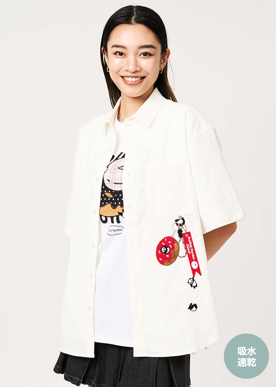 日本預訂 graniph GH Rolling Panda's Donuts | Charm Short-Sleeve Shirt