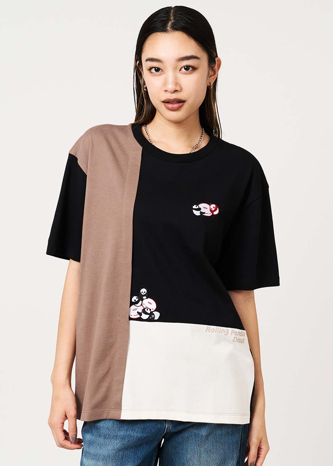 日本預訂 graniph GH Rolling Panda's Donuts | Color Block T-Shirt