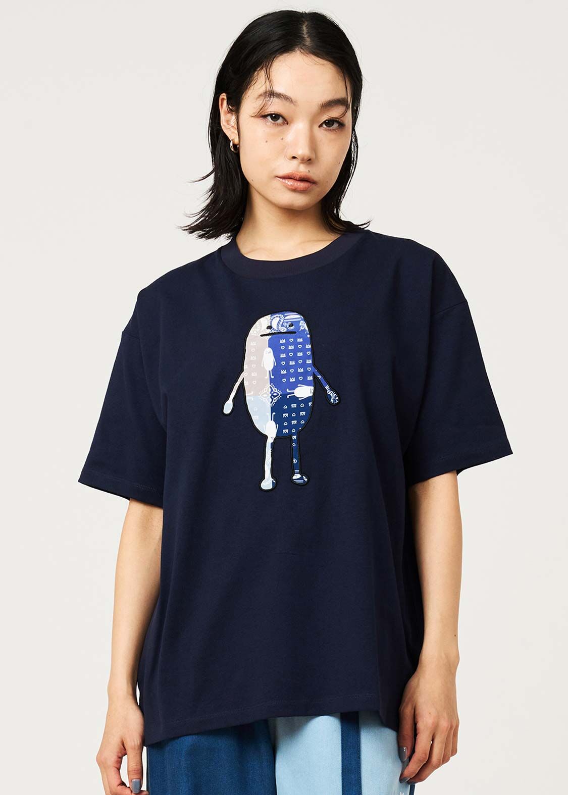 日本預訂 graniph GH Paisley Beautiful Shadow | Applique T-Shirt 藍