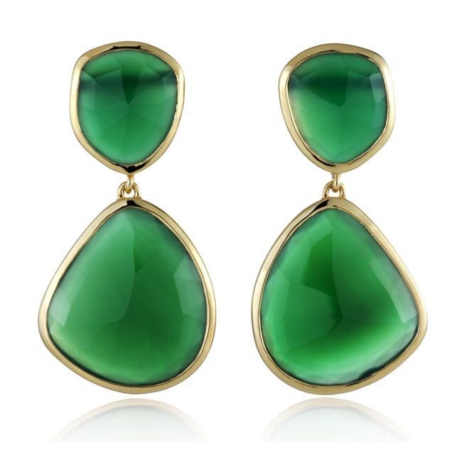 英國代購 (獨立訂單)-Monica Vinader Gold Vermeil MV Siren™ Drop Cocktail Earrings - Green Onyx