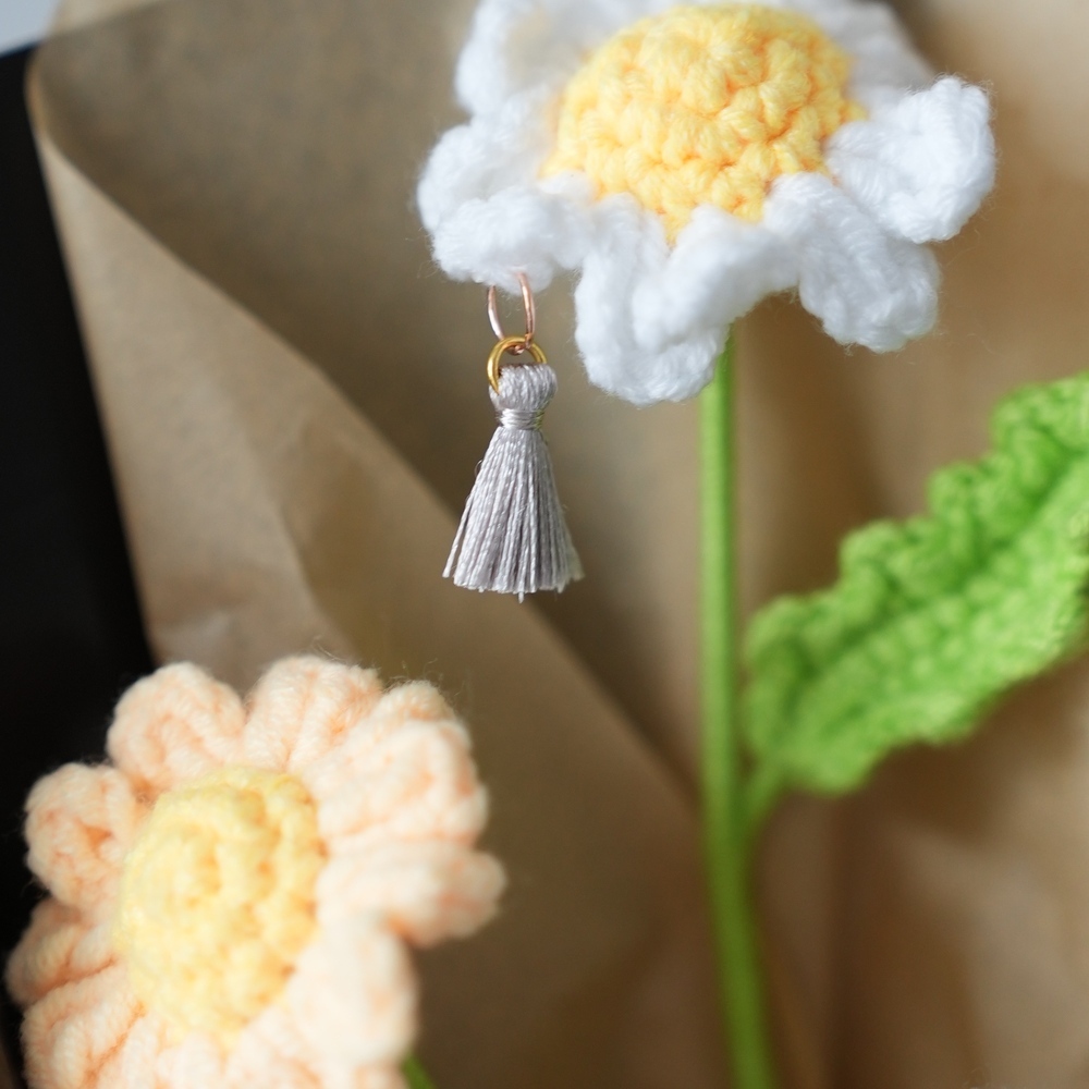 針織小雛菊畢業花束流蘇吊飾
