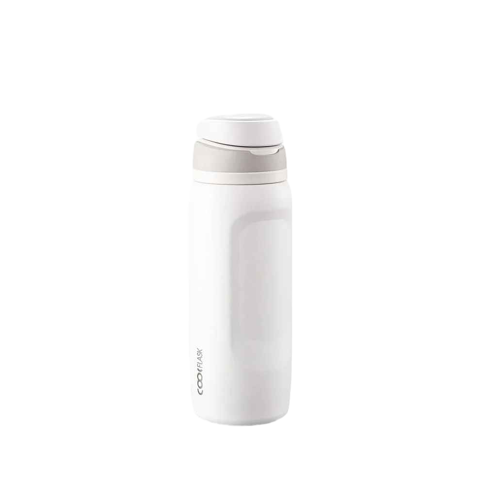 【Coolflask】真空彈蓋不鏽鋼水壺24oz(710ml)  | MegaSip Water Bottle  白