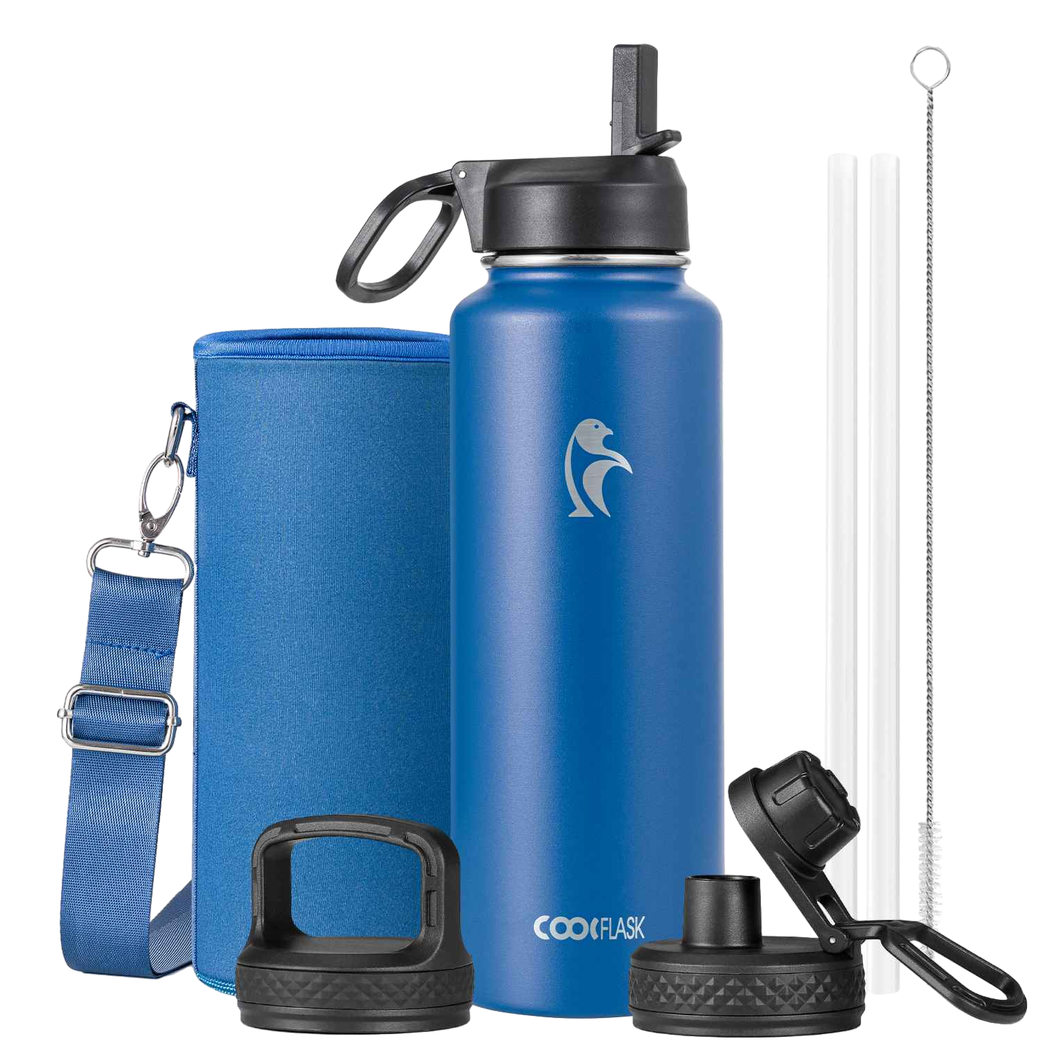 【Coolflask】真空絕緣不鏽鋼水壺 40oz(1182ml) | Glacia Series water bottle  藍