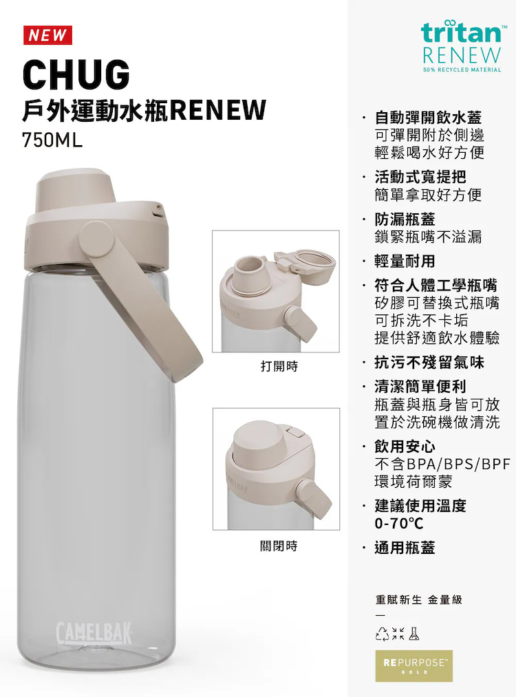 【CAMELBAK】750ml Chug 戶外運動水瓶RENEW ( CB2926 )