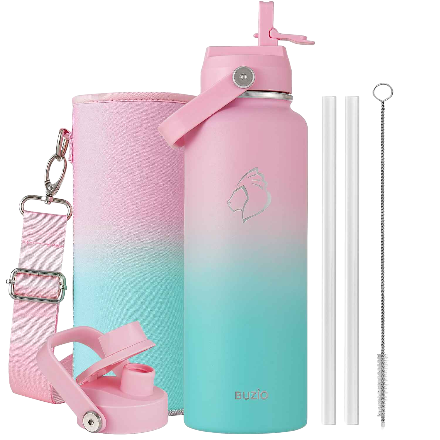 【BUZIO】真空絕緣不鏽鋼水壺 40oz(1182ml) ｜Duet Series water bottle  粉