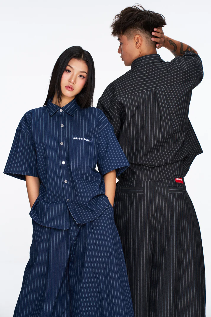 （現貨）越南品牌 Push push 官方授權經銷 VEEV SHIRT 條紋 短袖襯衫 Push03