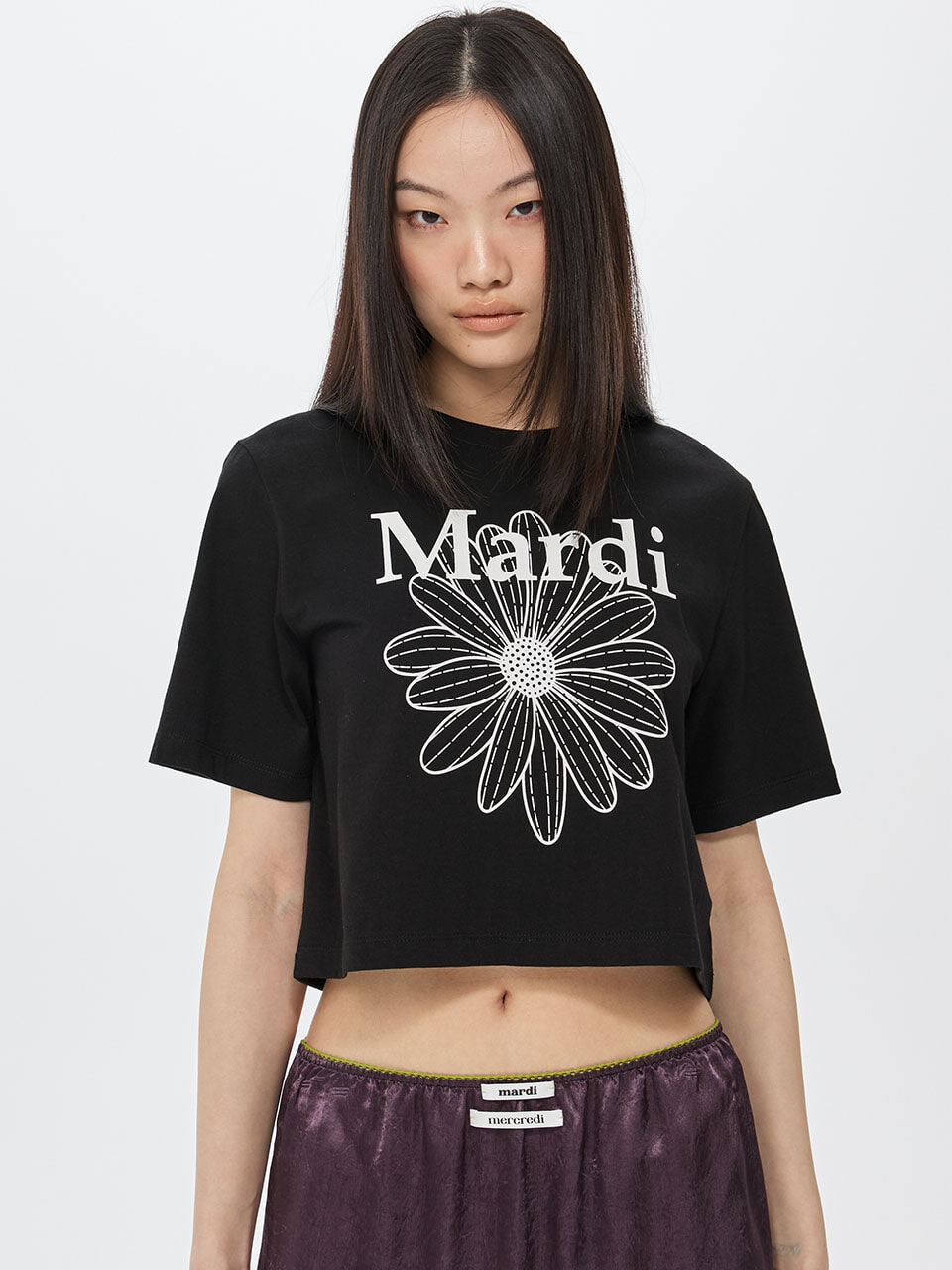 Mardi Mercredi CROPPED BASIC TSHIRT FLOWERMARDI