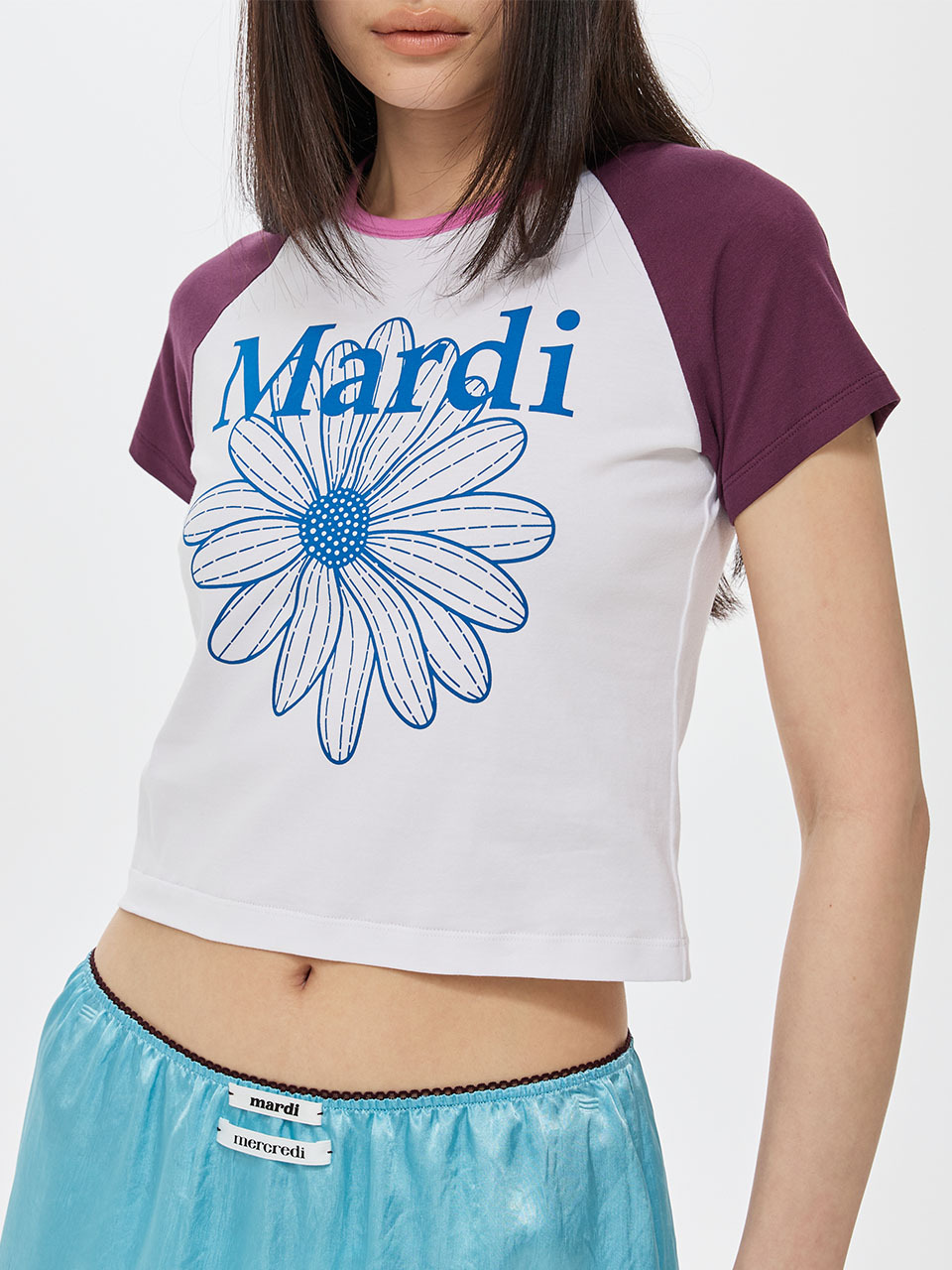 Mardi Mercredi CROPPED TSHIRT RAGLAN FLOWERMARDI [指定色號限時優惠]