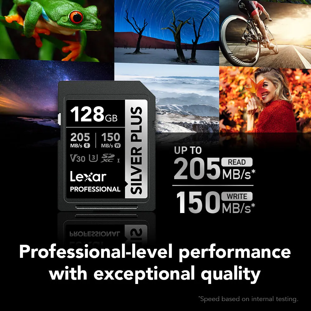 Lexar 128GB/256GB/512GB/1TB Professional Silver Plus SDXC UHS-I 記憶卡 香港行貨