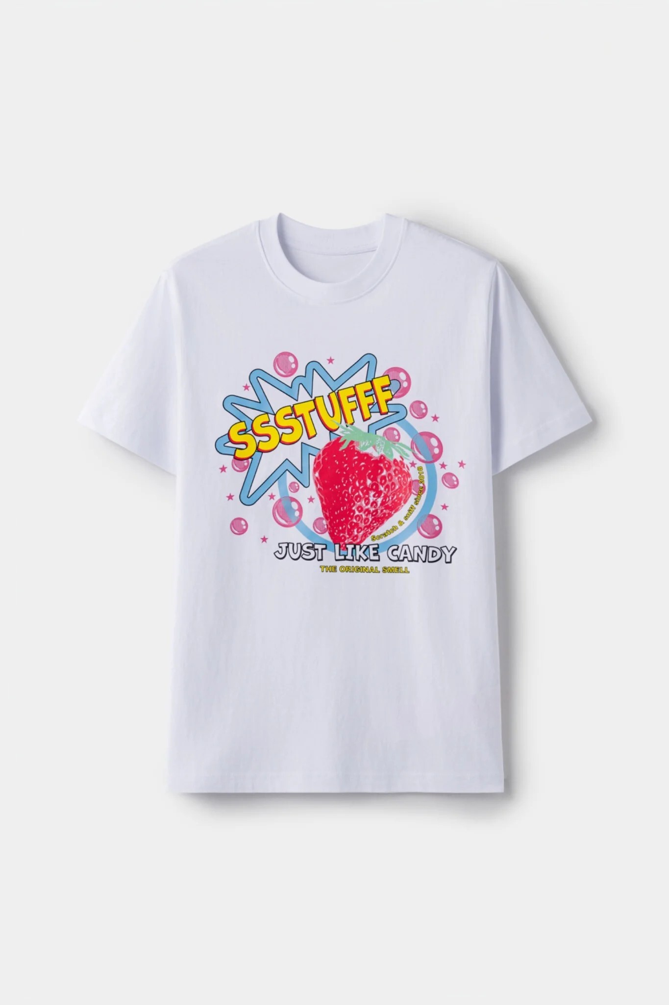 【Focus Store】現貨秒發 SSSTUFFF Strawberry Scractch&Sniff Tee "White" 草莓 白色 短袖