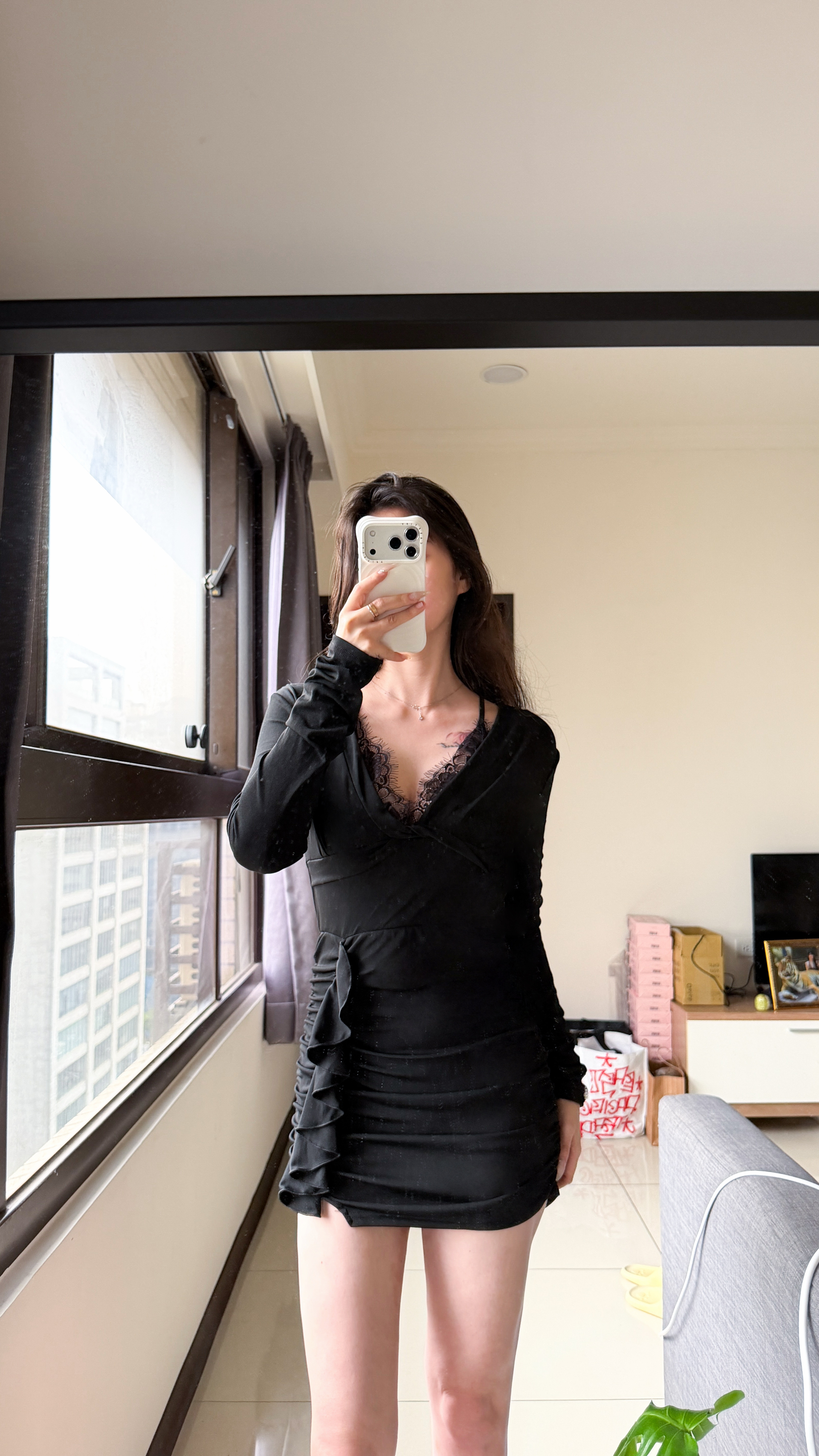 性感蕾絲假兩件洋裝🖤
