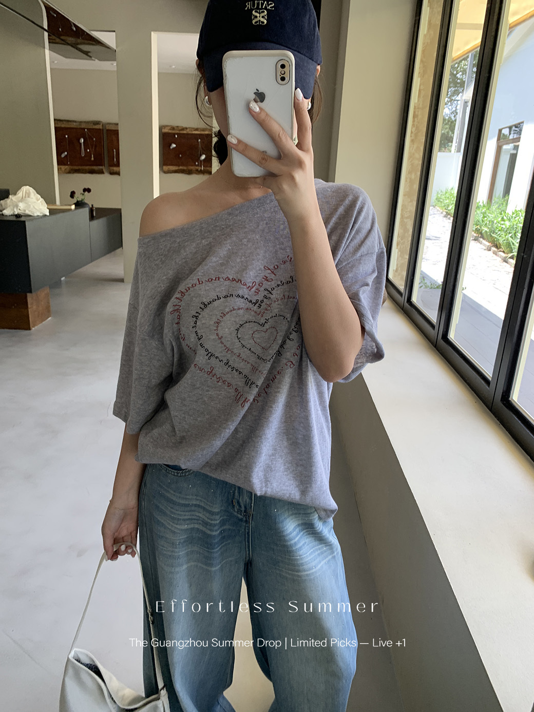 (A08)附皮帶!愛心斜肩大TEE-3色