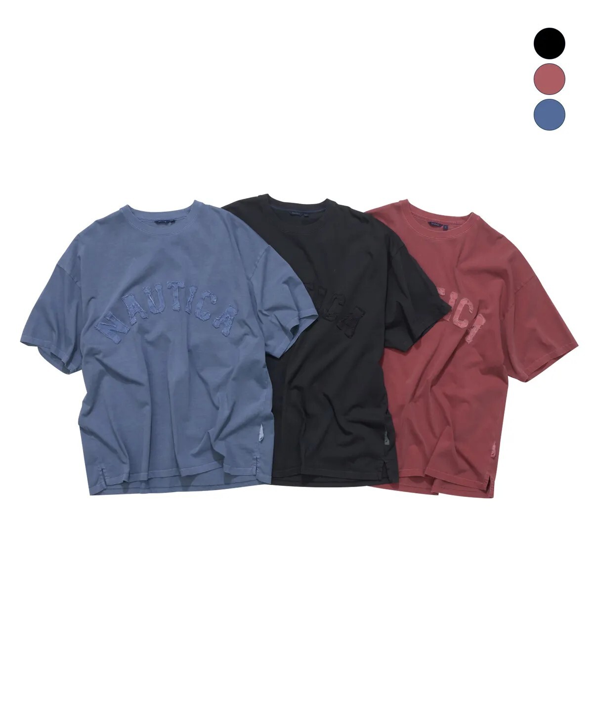 【OWN】NAUTICA 拱型 LOGO 短袖上衣 復古 水洗 寬鬆 刺繡 破壞 鋸齒 春夏新品 26SS 不分男女 黑色 酒紅 藍色