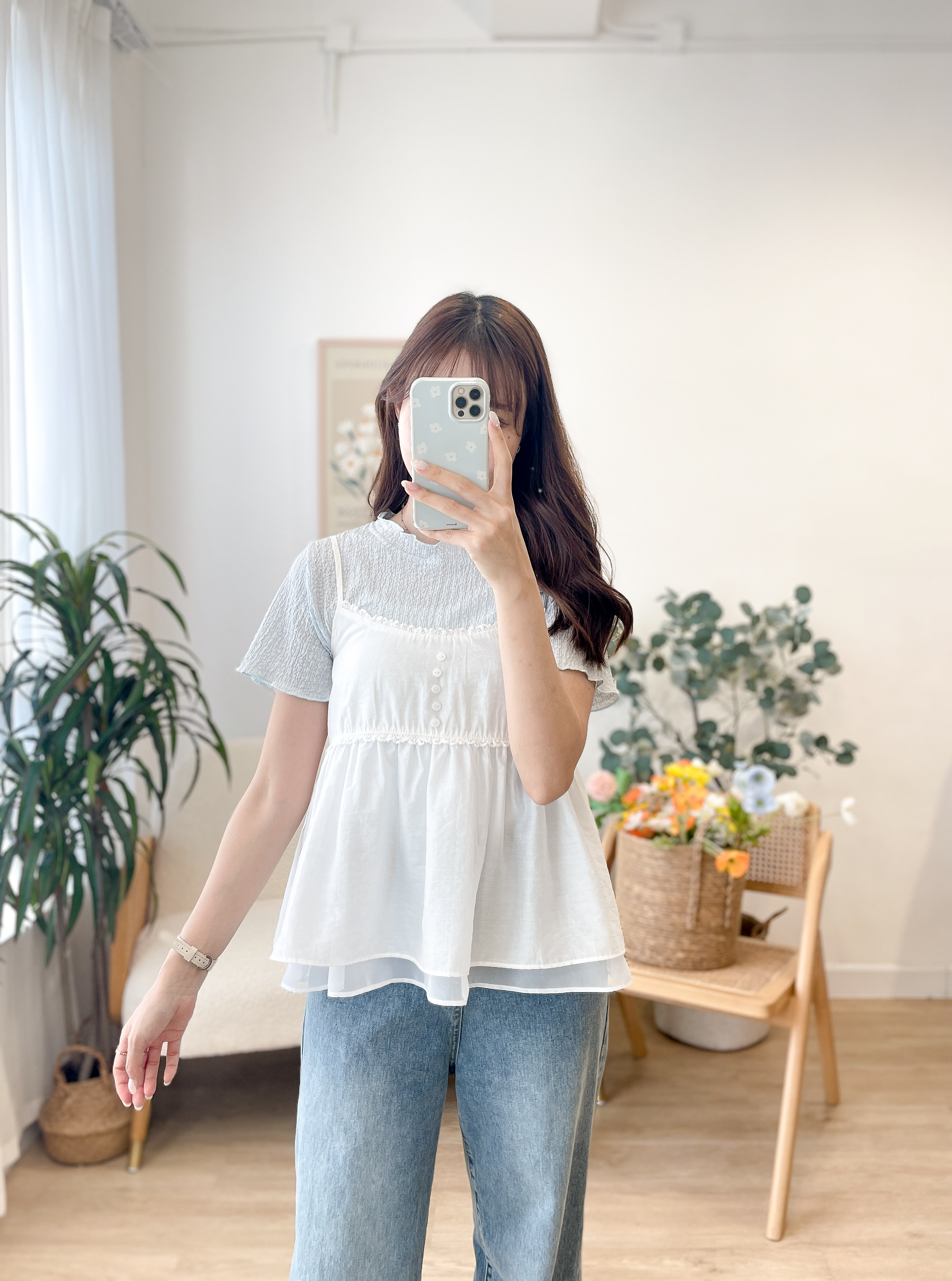 T1533 Water Ripple Crease Top