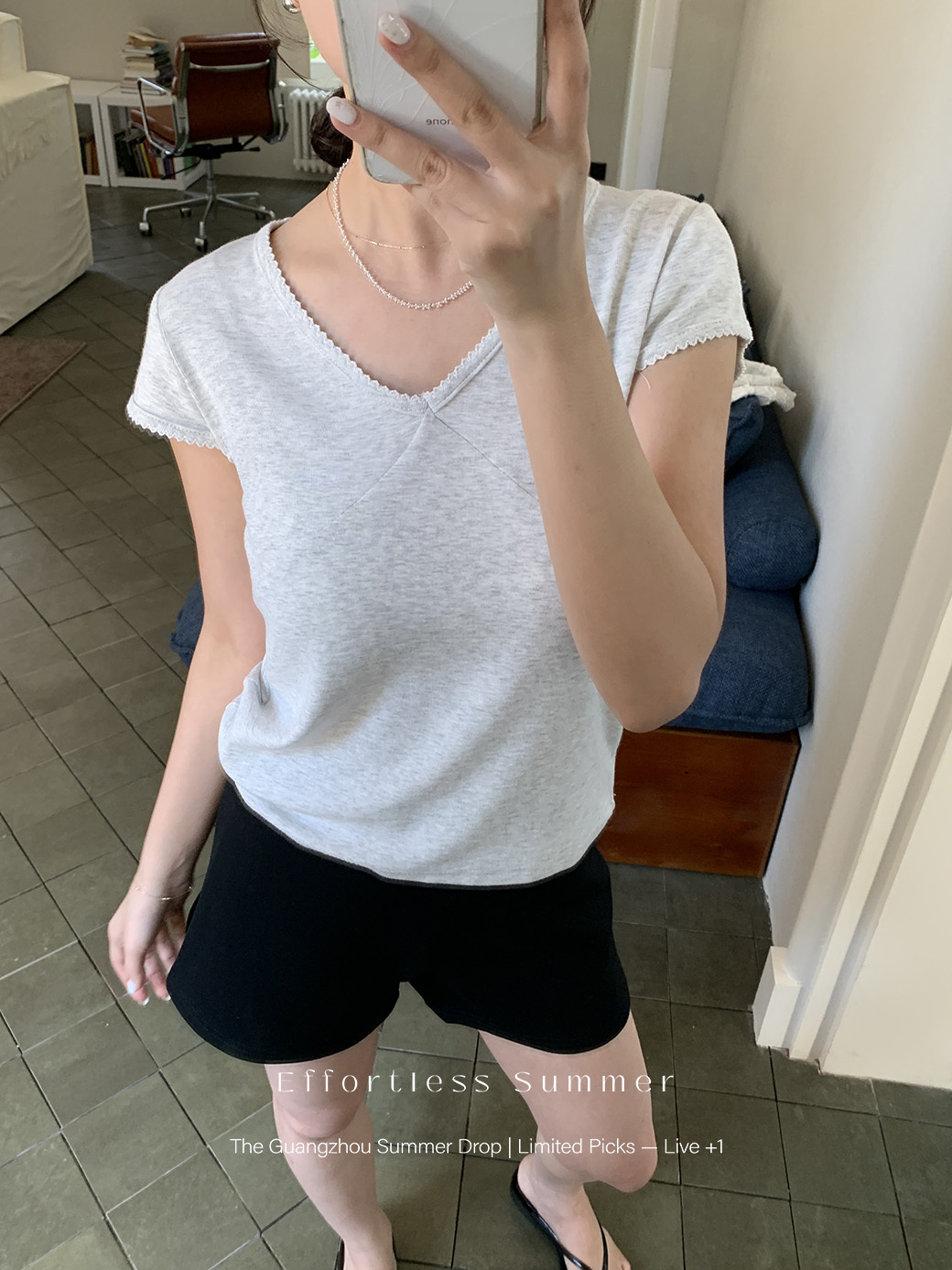 (A05)小飛袖花邊TEE-3色