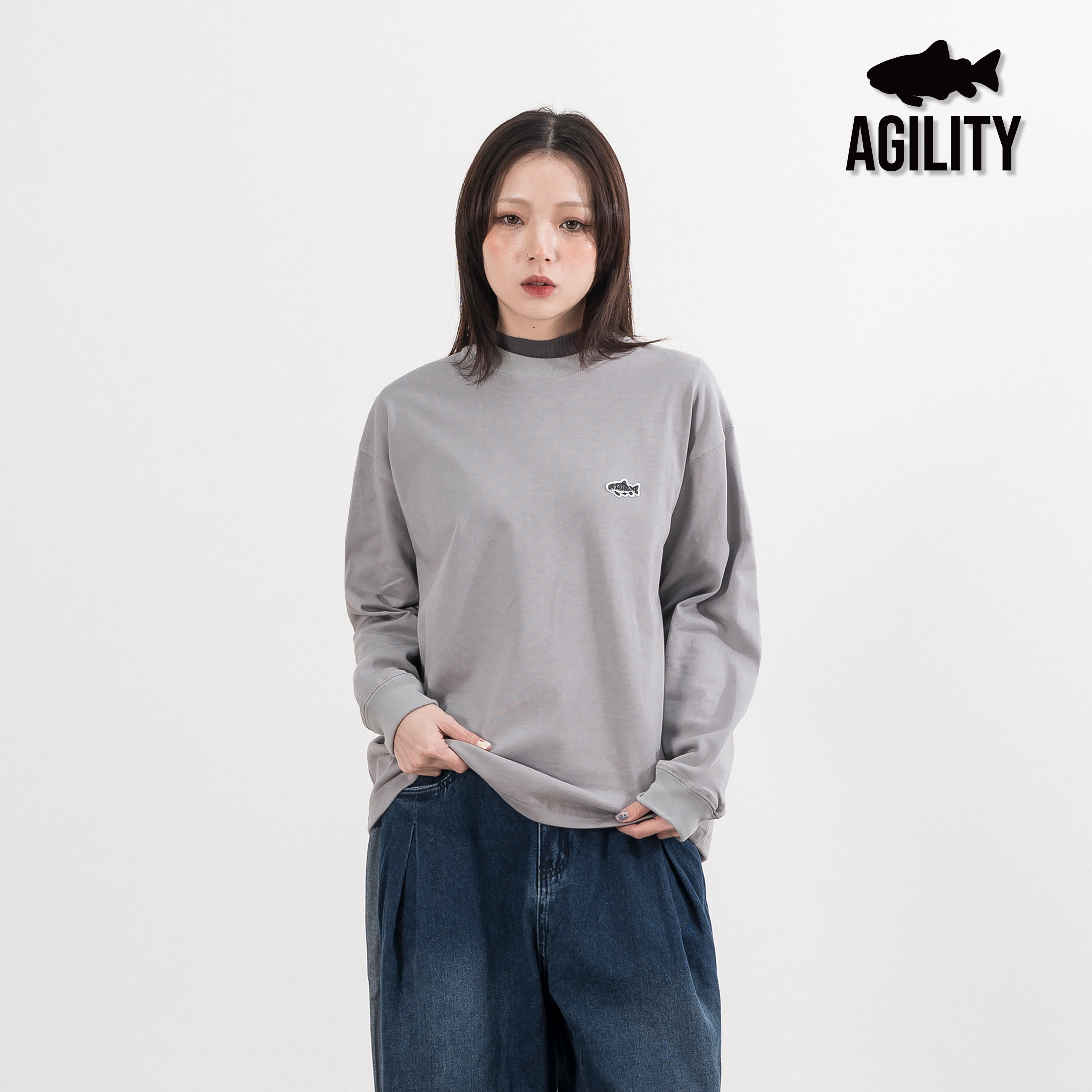 AGILITY Embroidery Logo Heavy LS Tee - WMS 女裝 刺繡小鮭魚 長袖Tee [RS8-LG]