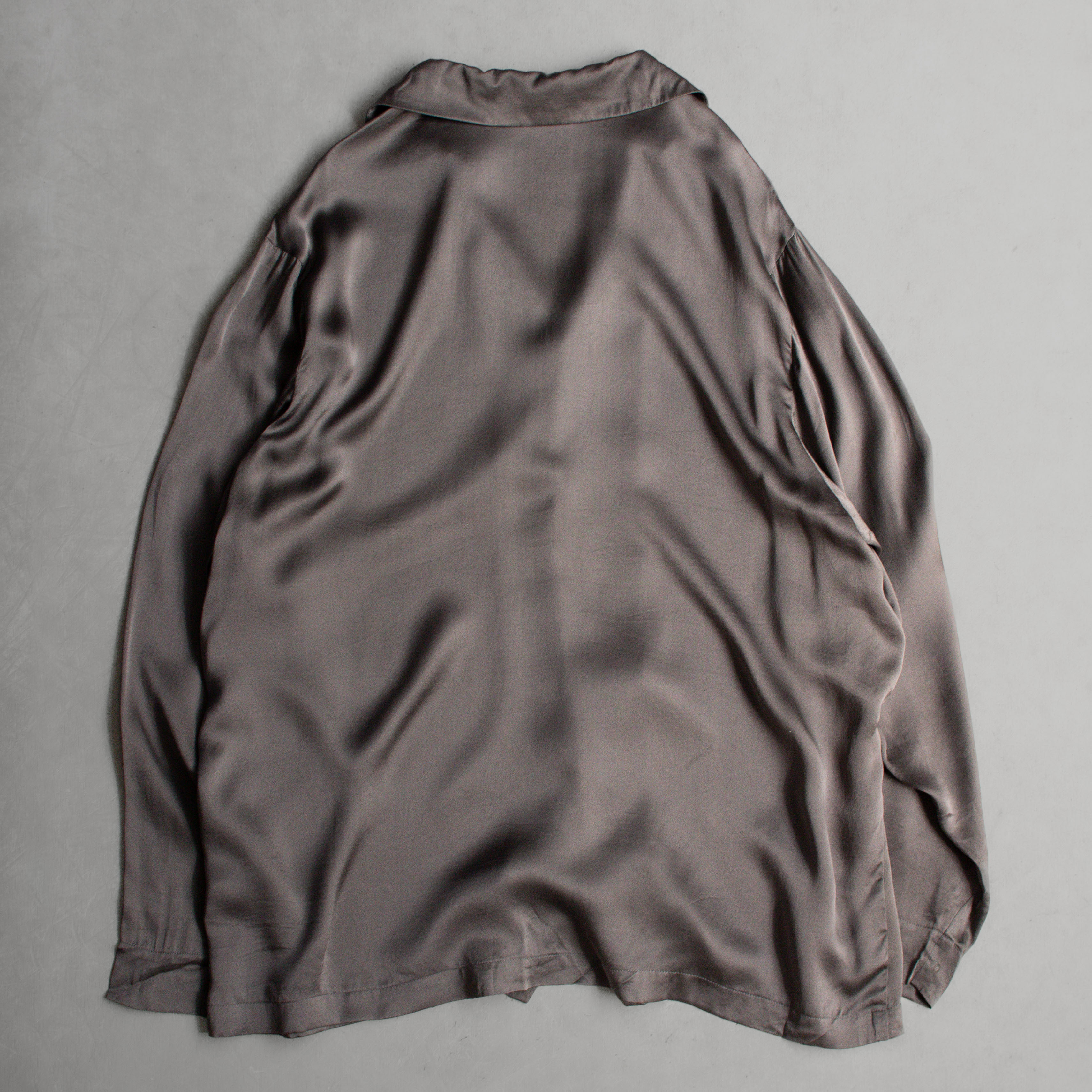 VINTAGE SILK SHIRT 深灰 緞面 絲質 長袖 睡衣 襯衫