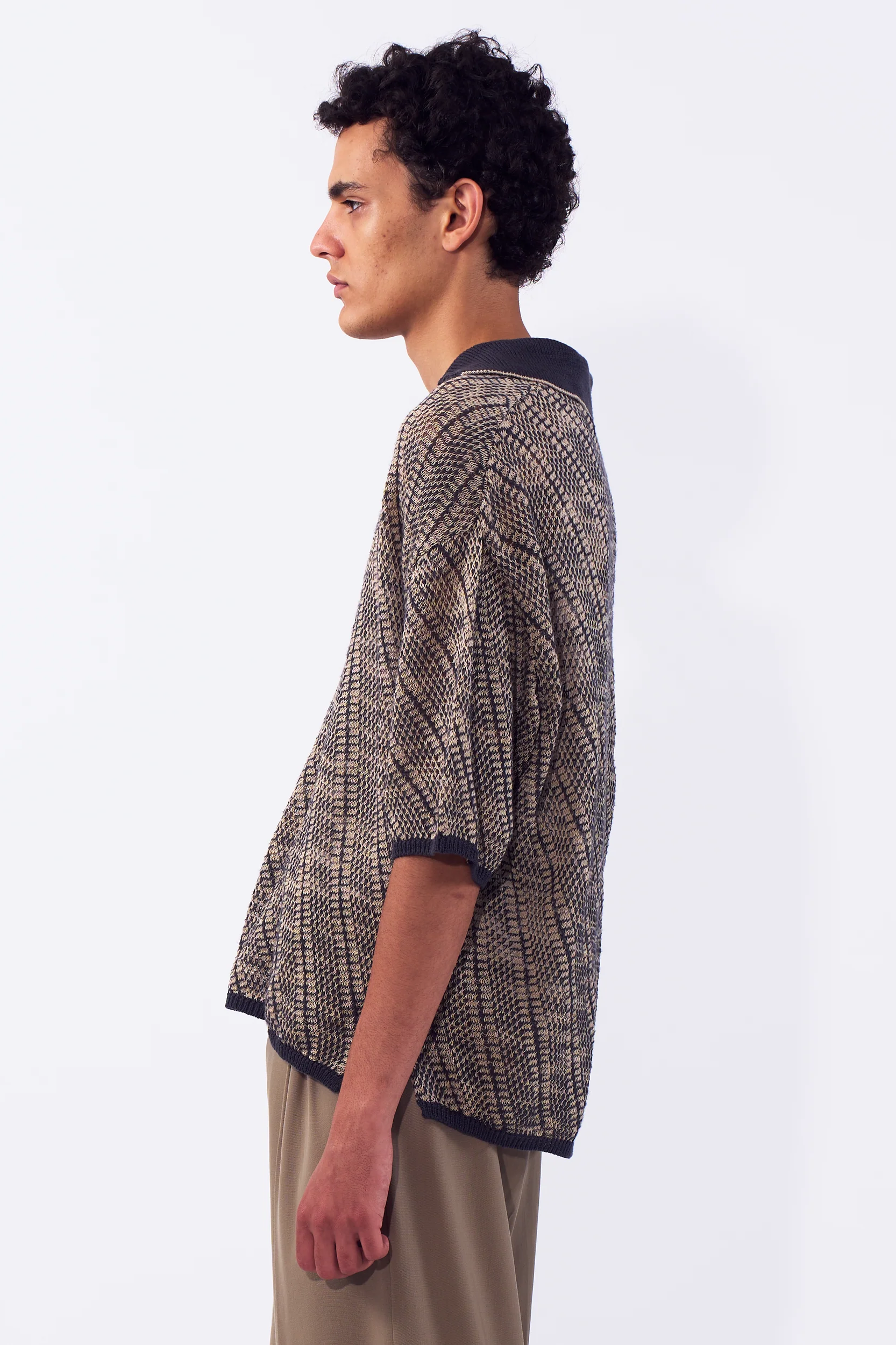 YOKE DIAGONAL KNIT SKIPPER SHIRT