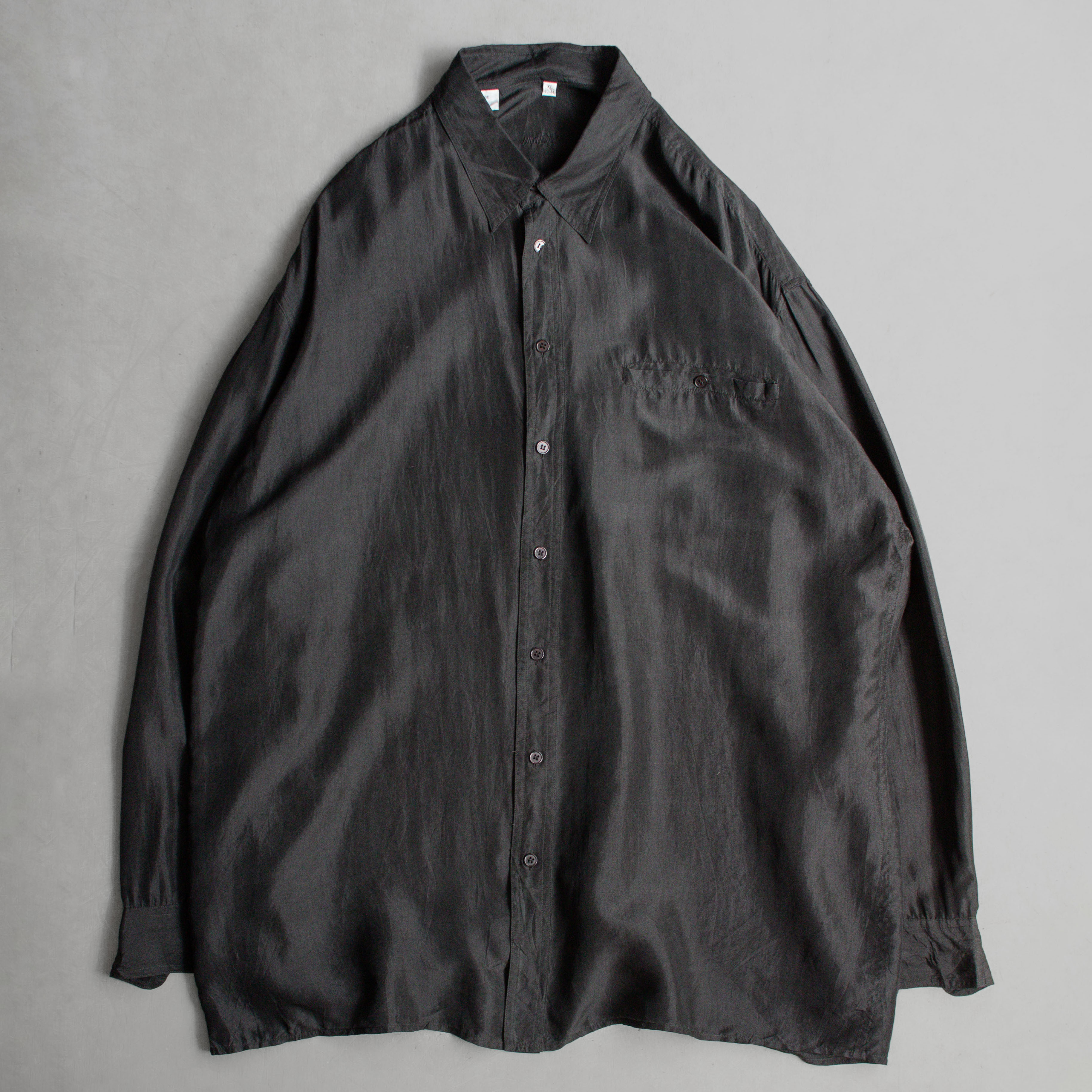 VINTAGE SILK SHIRT 黑色 緞面 絲質 長袖 襯衫