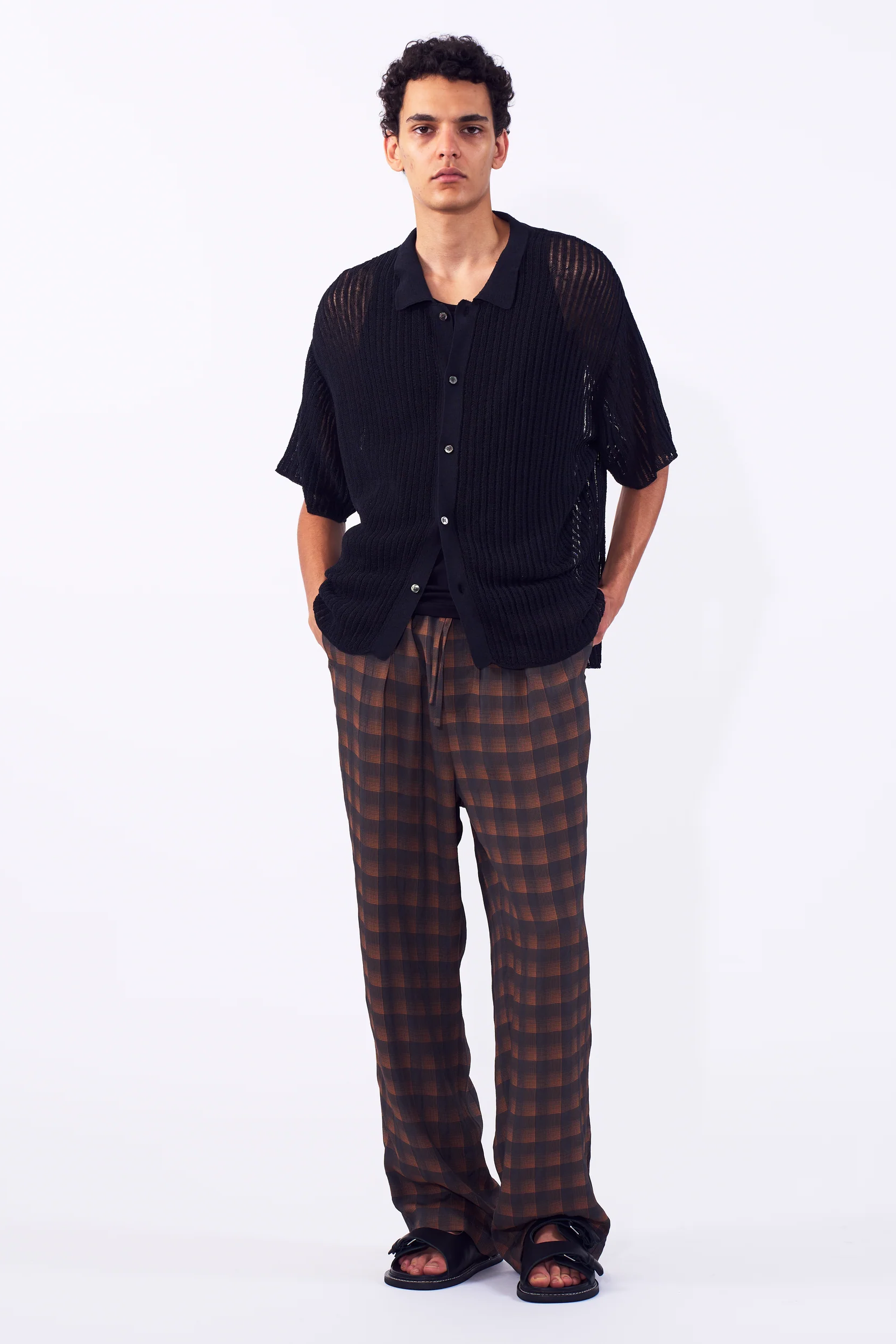 YOKE RIB KNIT SHEER SHIRT