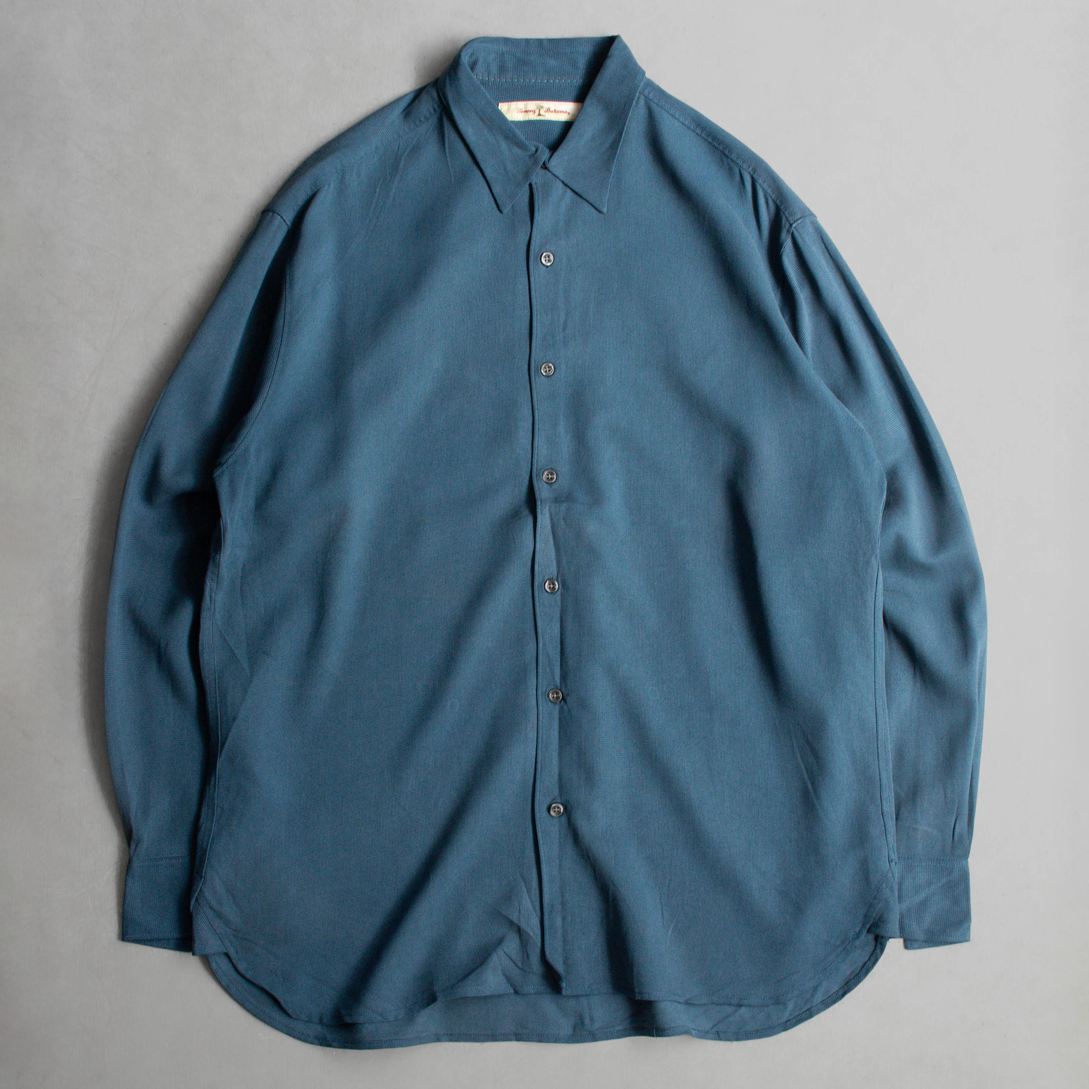 VINTAGE SILK SHIRT 藍色 緞面 絲質 長袖 襯衫