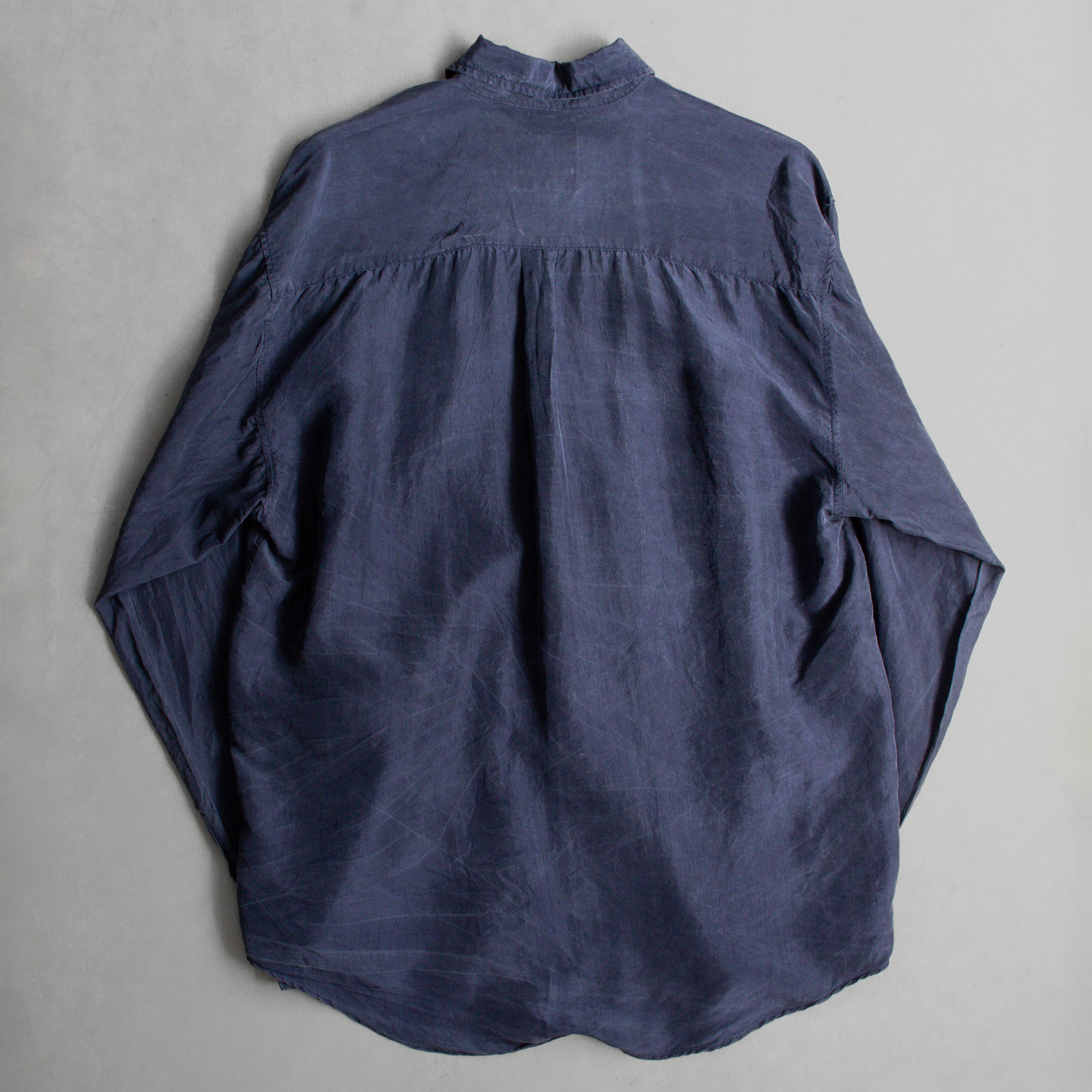 VINTAGE SILK SHIRT 深藍 緞面 絲質 長袖 襯衫