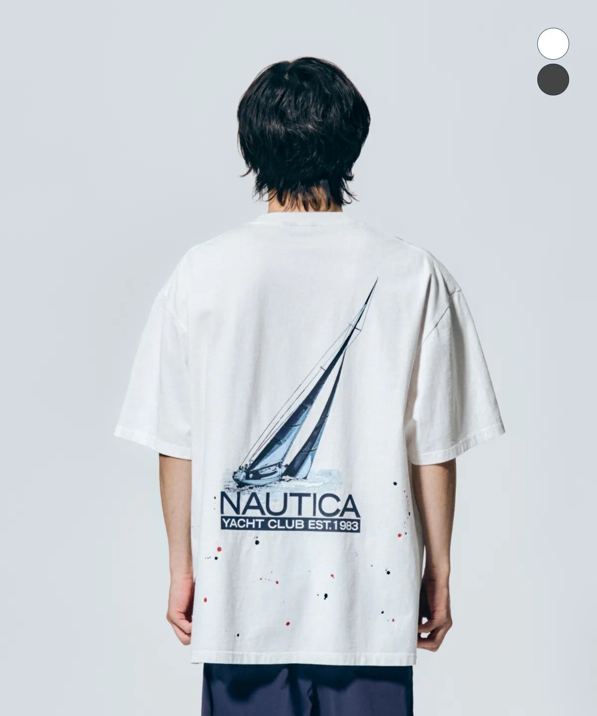 【OWN】NAUTICA 大LOGO 短袖上衣 復古 染色 寬鬆 潑墨 工藝 帆船 春夏新品 26SS 不分男女 白色 炭灰