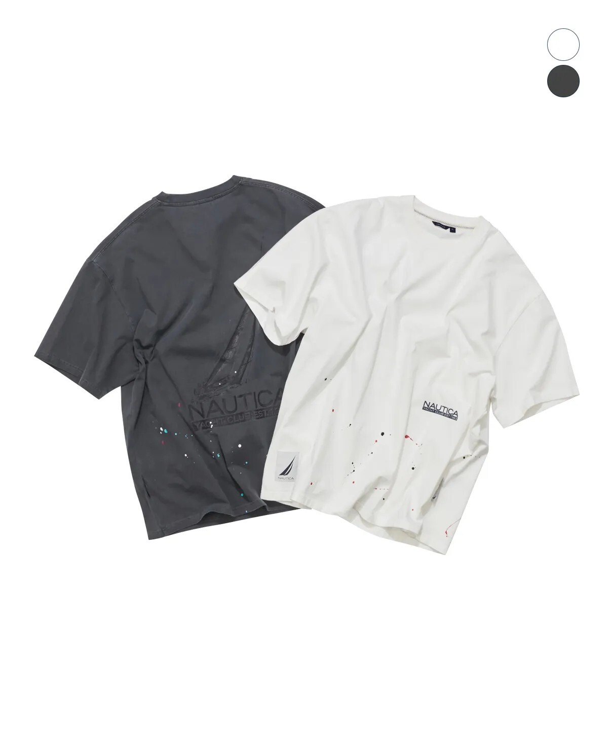 【OWN】NAUTICA 大LOGO 短袖上衣 復古 染色 寬鬆 潑墨 工藝 帆船 春夏新品 26SS 不分男女 白色 炭灰