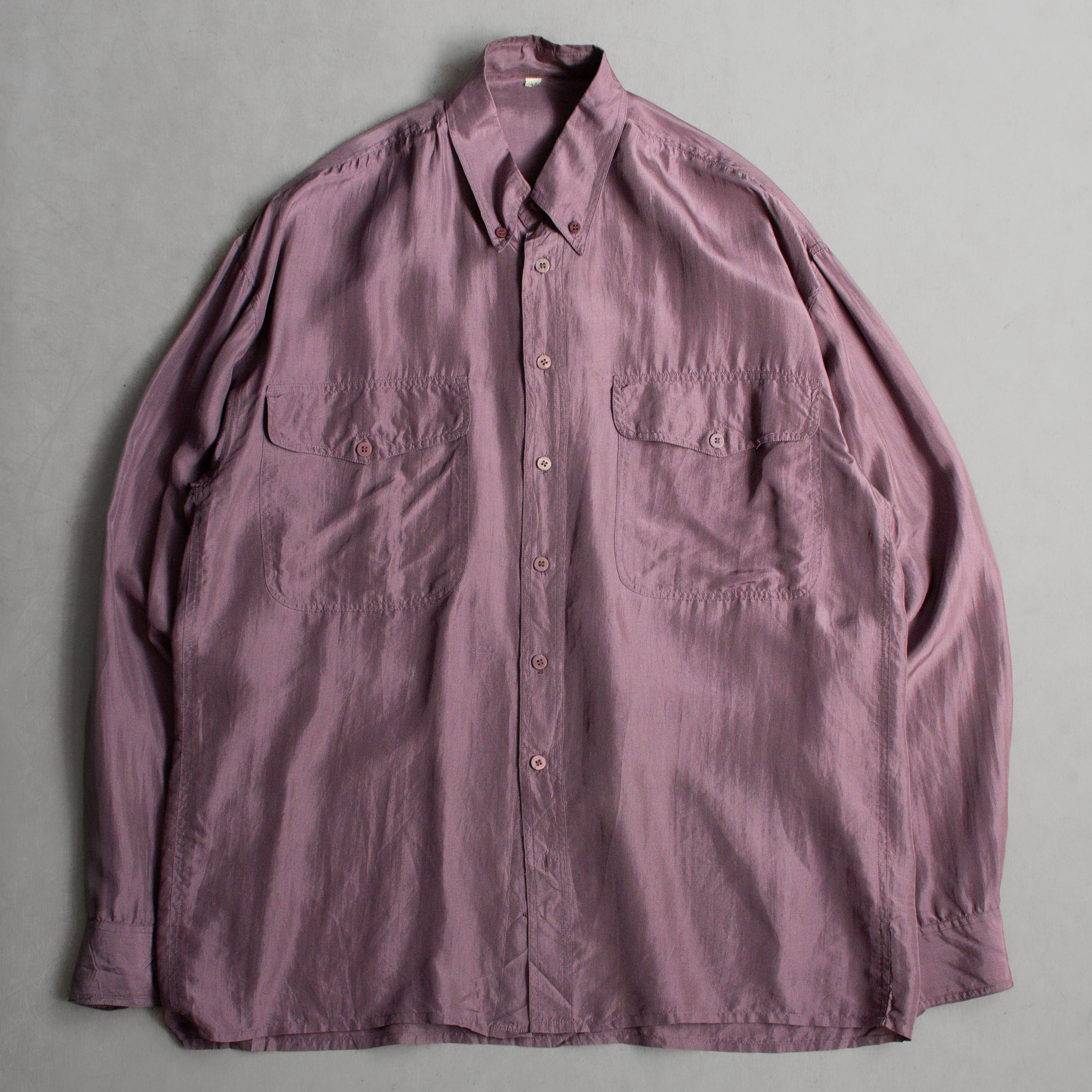 VINTAGE SILK SHIRT 紫色 緞面 絲質 長袖 襯衫