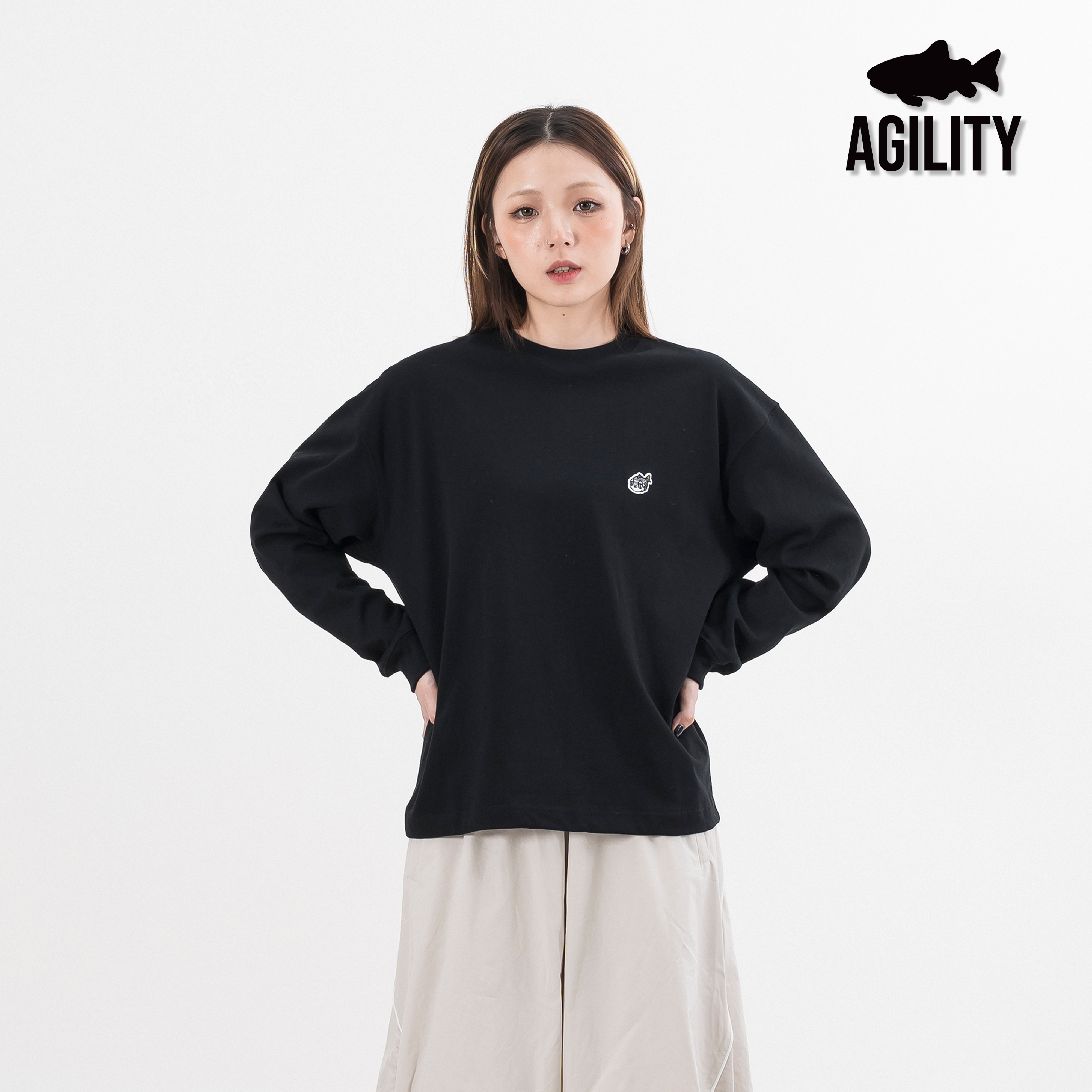 AGILITY Embroidery Logo Heavy LS Tee - WMS 女裝 鮭魚丸刺繡 長袖 Tee [RS8-LG2]