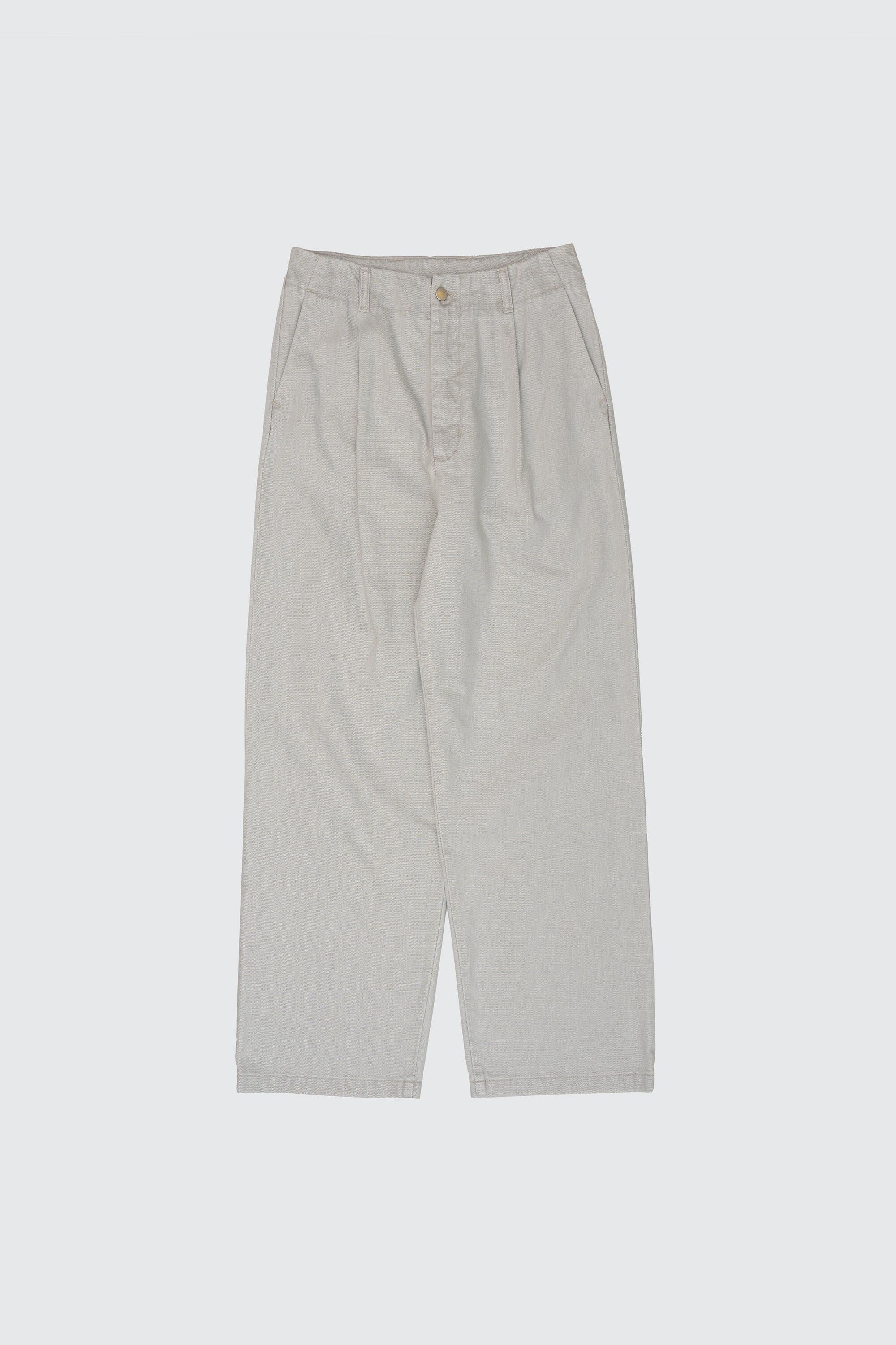 YOKE SUFACE DYED DENIM 1PLEATED WIDE TAPERED TROUSERS