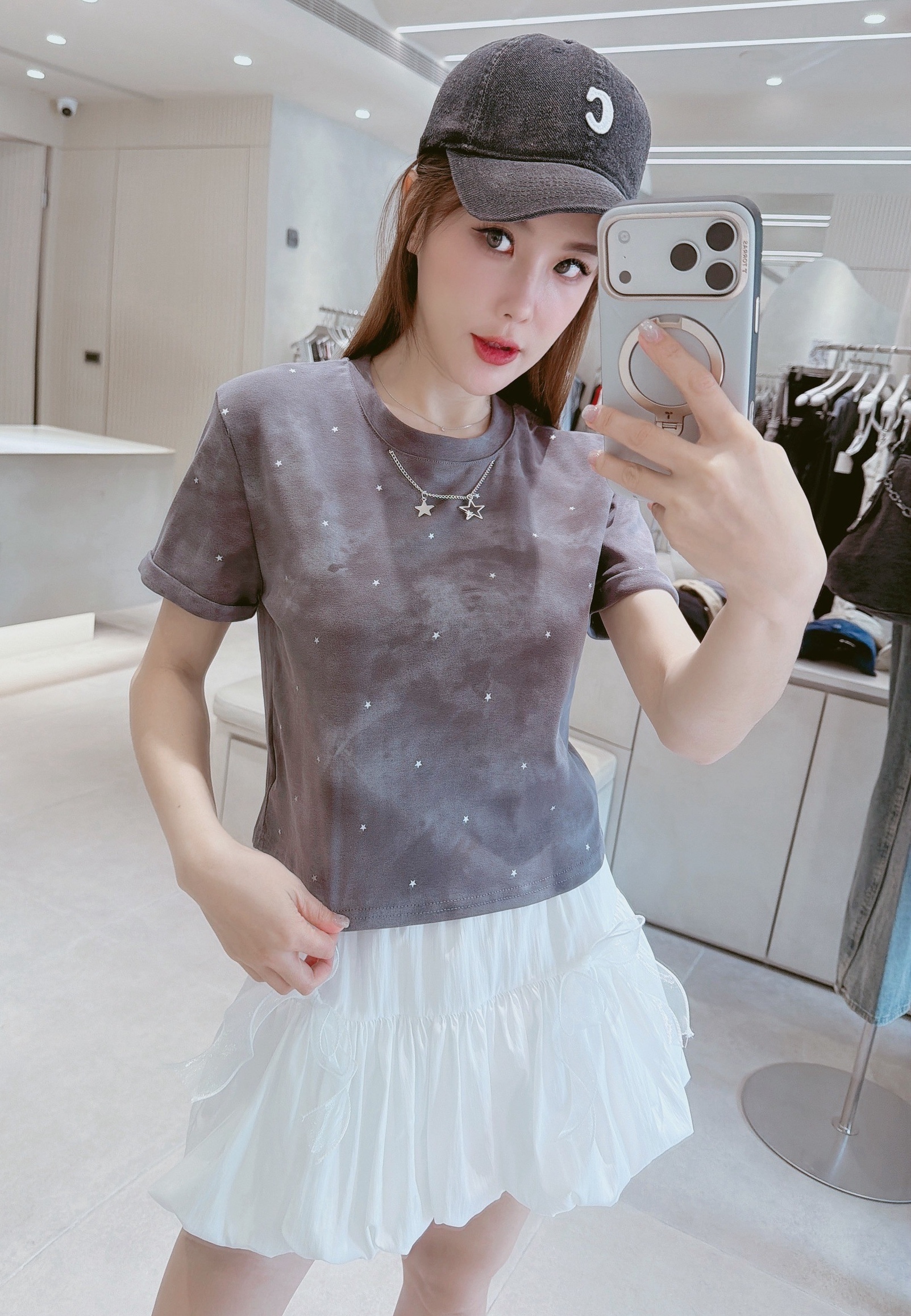 星星吊飾暈染棉質衣