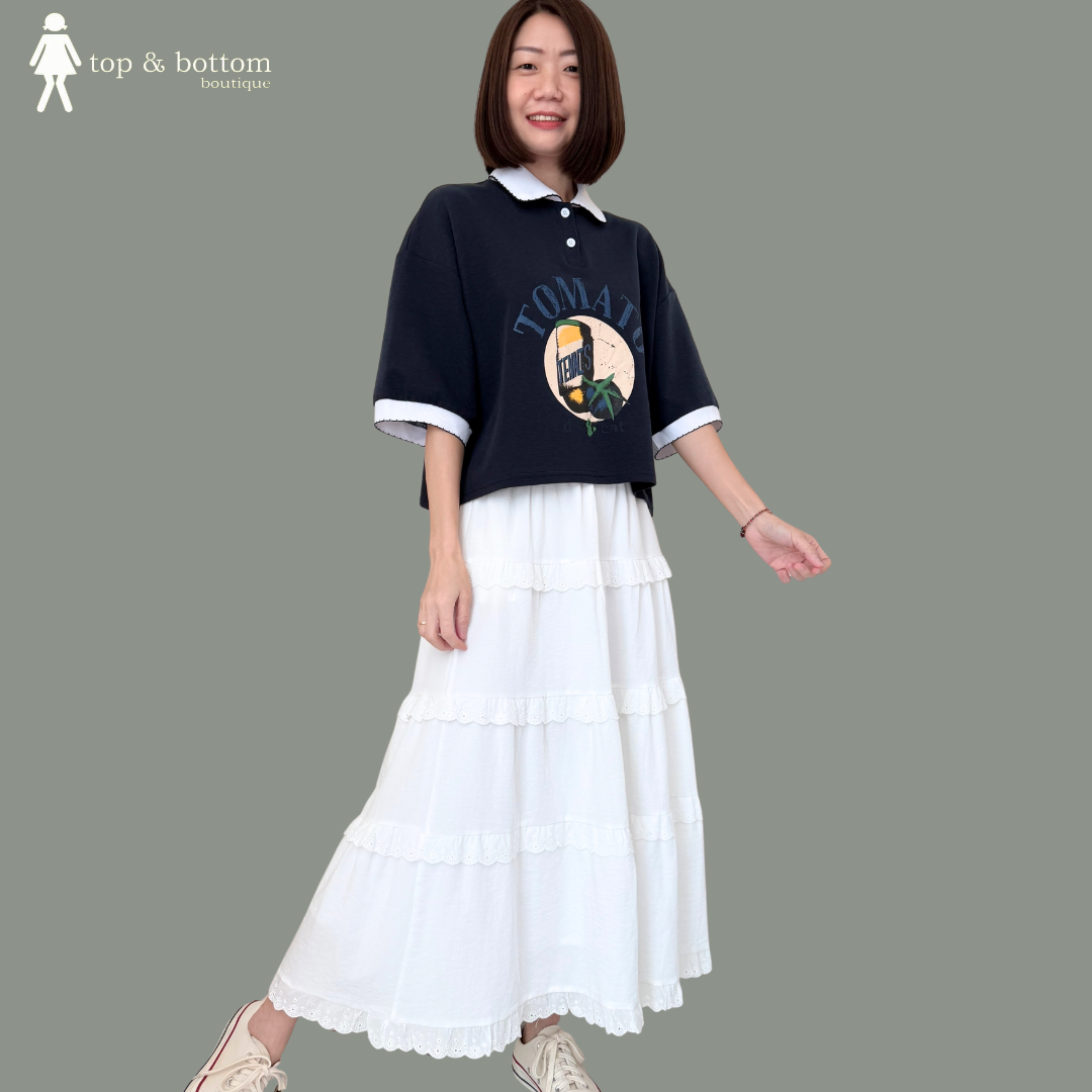 SHORT SLEEVE COLLARED PRINTED TEE