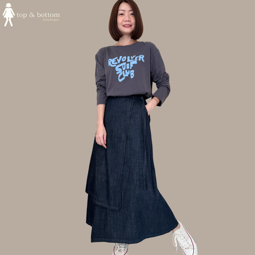 LONG SLEEVE WORDING CASUAL SHORT TEE