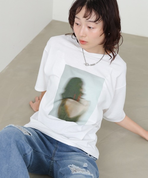 街頭光影のフォト印花・寬版TEE