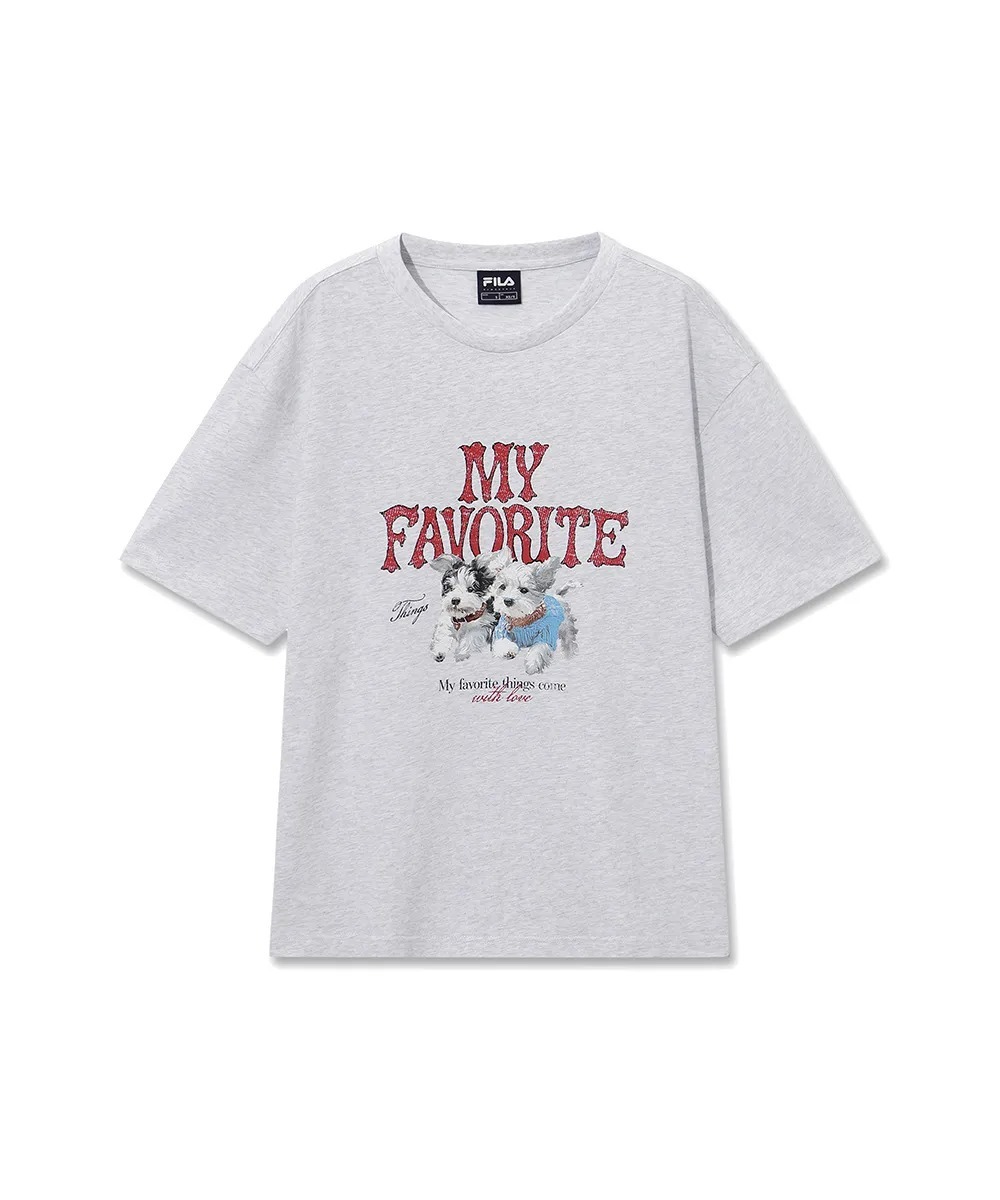 FILA My T-Shirt Unisex Semi-Oversized Fit GRAY/WHITE MELANGE